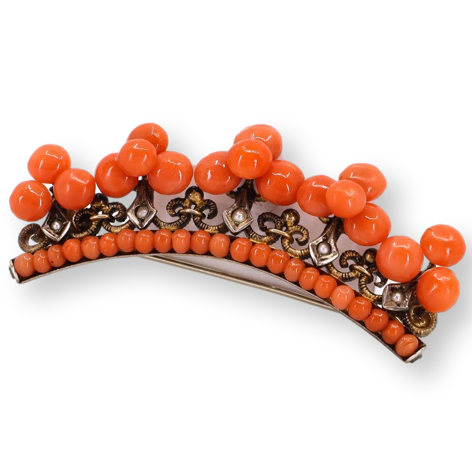 Coral Crown Brooch 