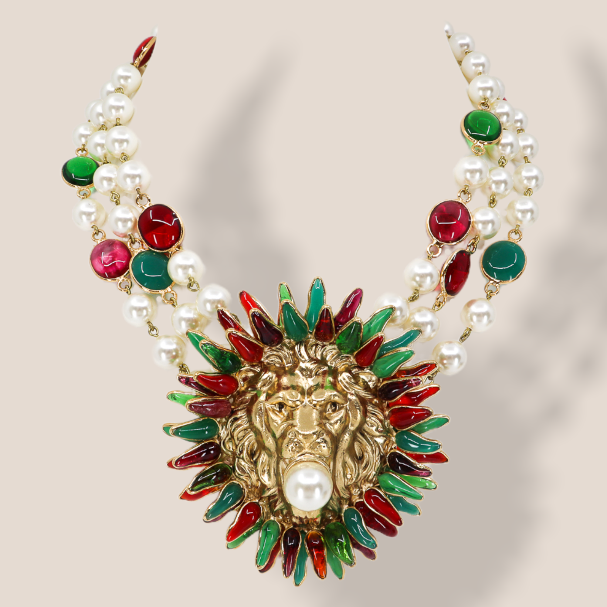 Hanna Bernhard, Haute Couture, Poured Glass Lion Necklace