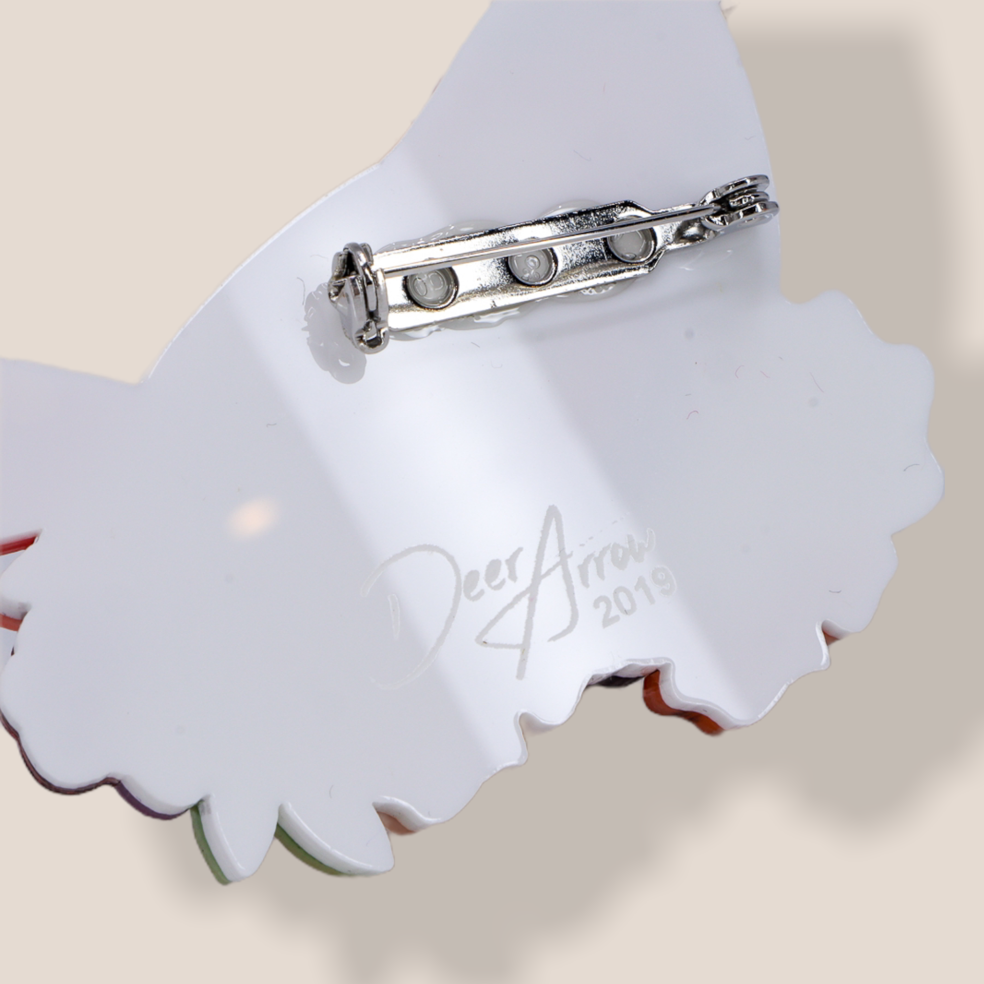 Danilova Jewellery, Deer Arrow, Acrylic Plastic Brooch7.PNG