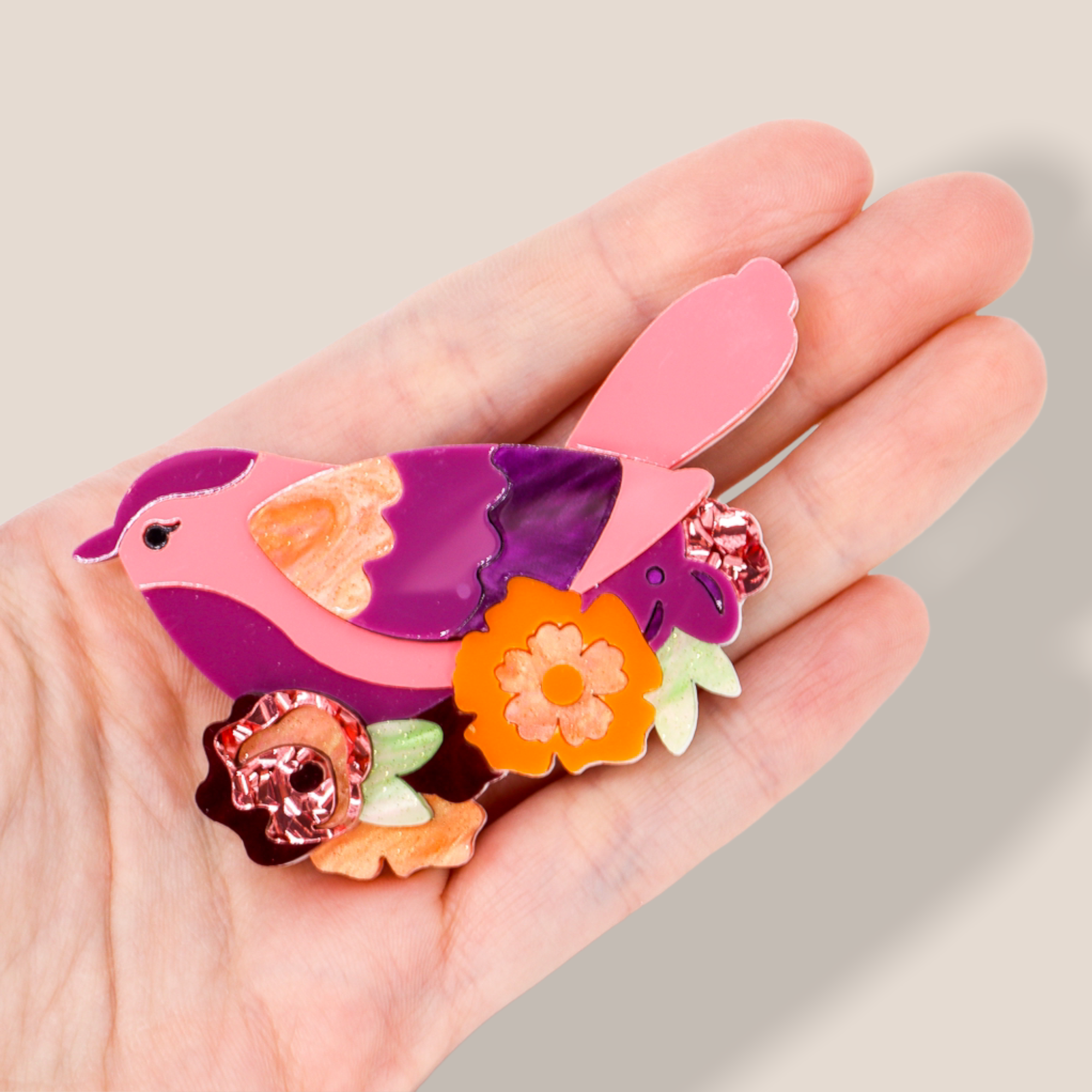 Danilova Jewellery, Deer Arrow, Acrylic Plastic Brooch13.PNG
