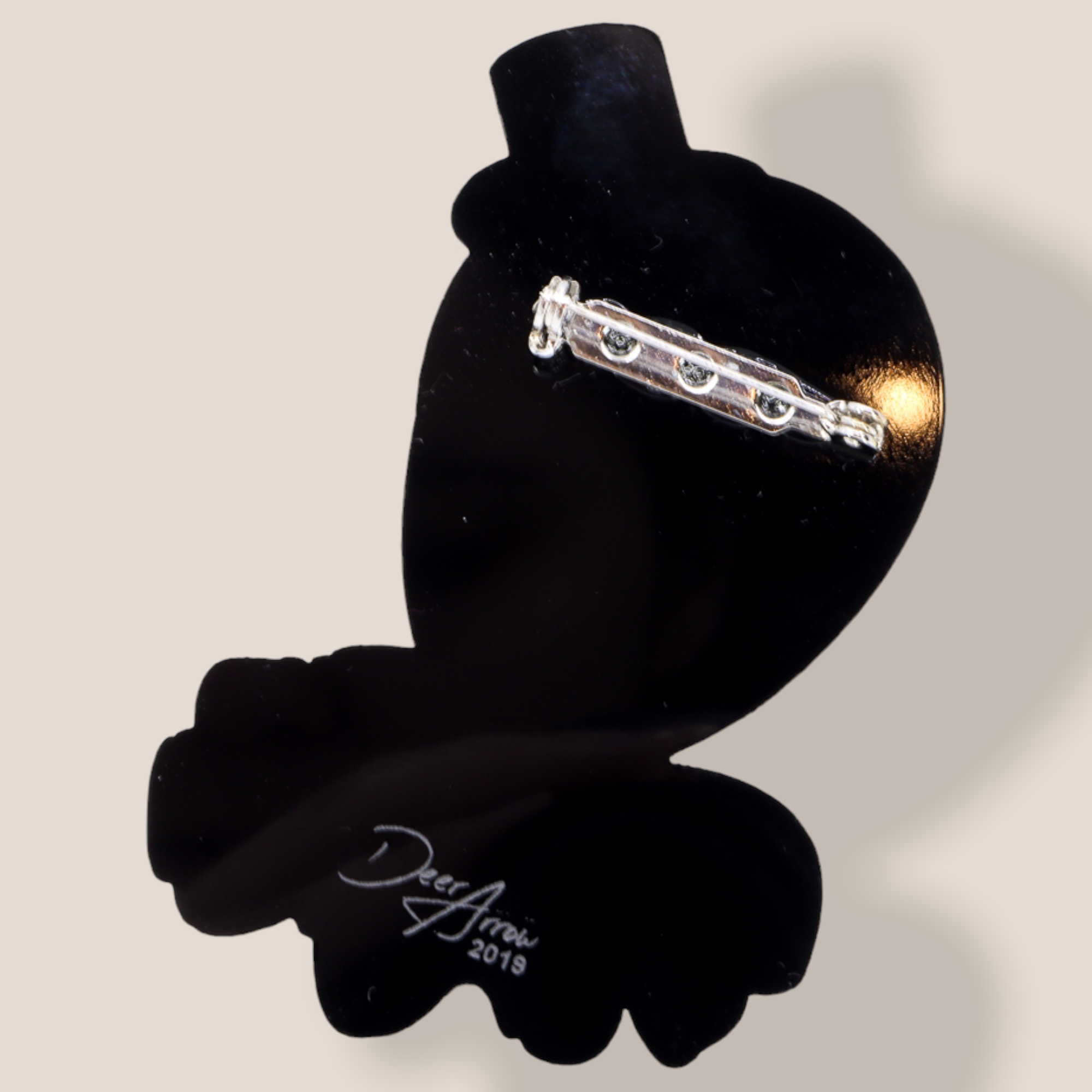 Danilova Jewellery, Deer Arrow, Acrylic Plastic Brooch6.PNG