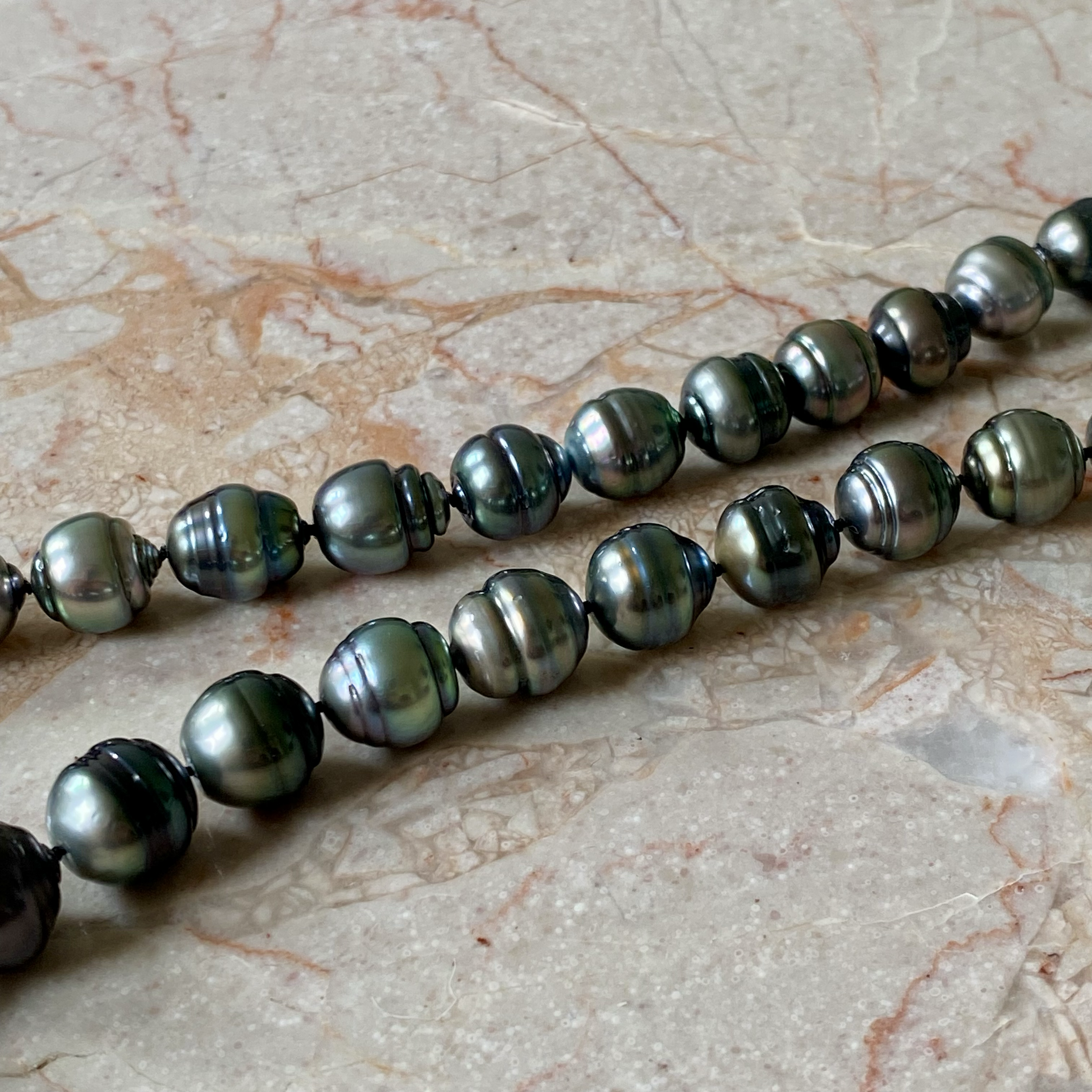 By Danilova, Dark Peacock Pearl and Turquoise Clasp Necklace10.png