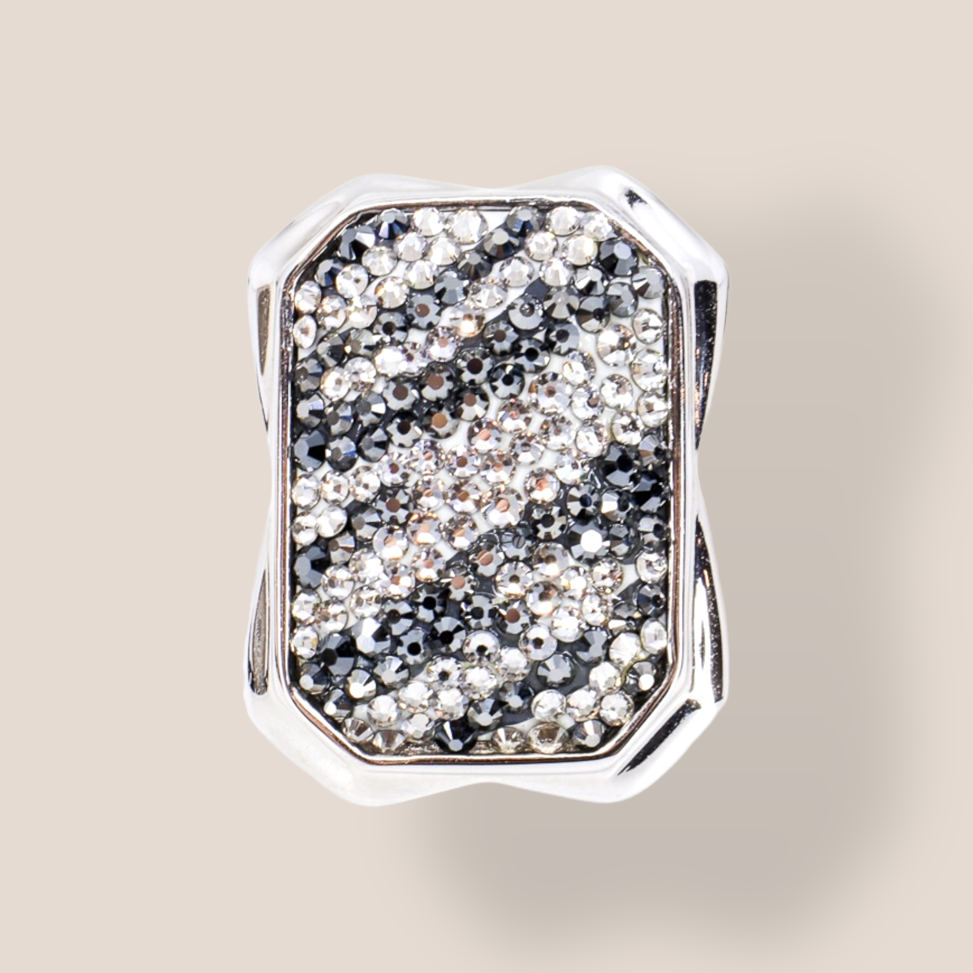 Judith Leiber, "Papa Print" Zebra Pave, Cocktail Ring, Size N