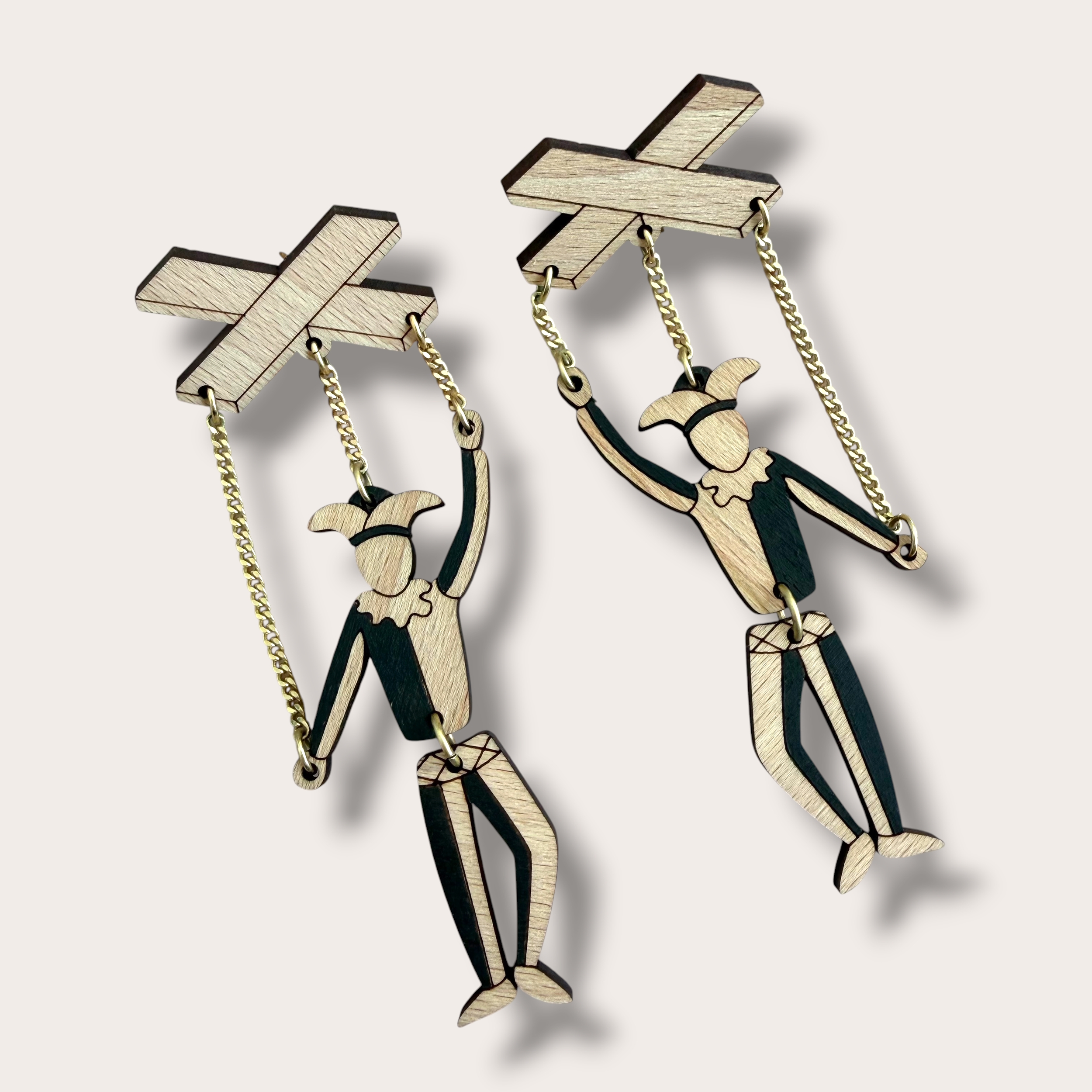 Danilova, La Vidriola, Puppet Master, Wooden Earrings1.PNG