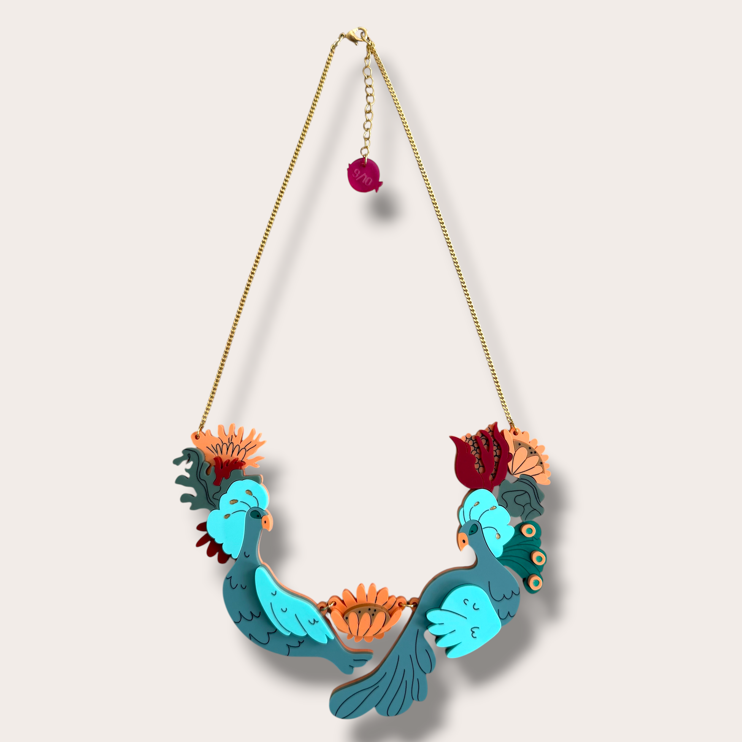 Danilova, La Vidriola, Elegant Peacock, Acrylic Necklace0.PNG