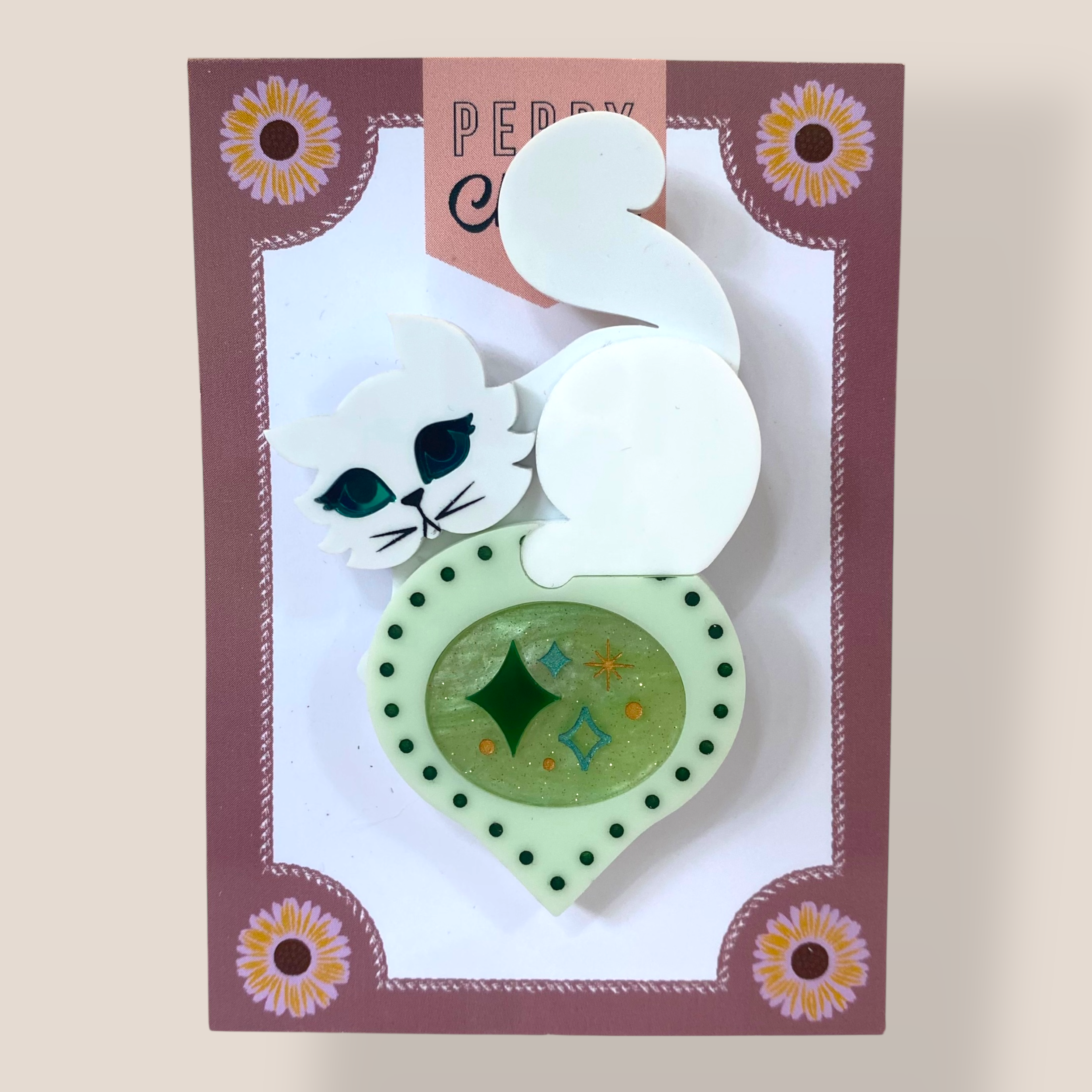 Danilova Jewellery, Peppy Chapette, Twinkle Kitty Christmas (2022) Acrylic Brooch2.png
