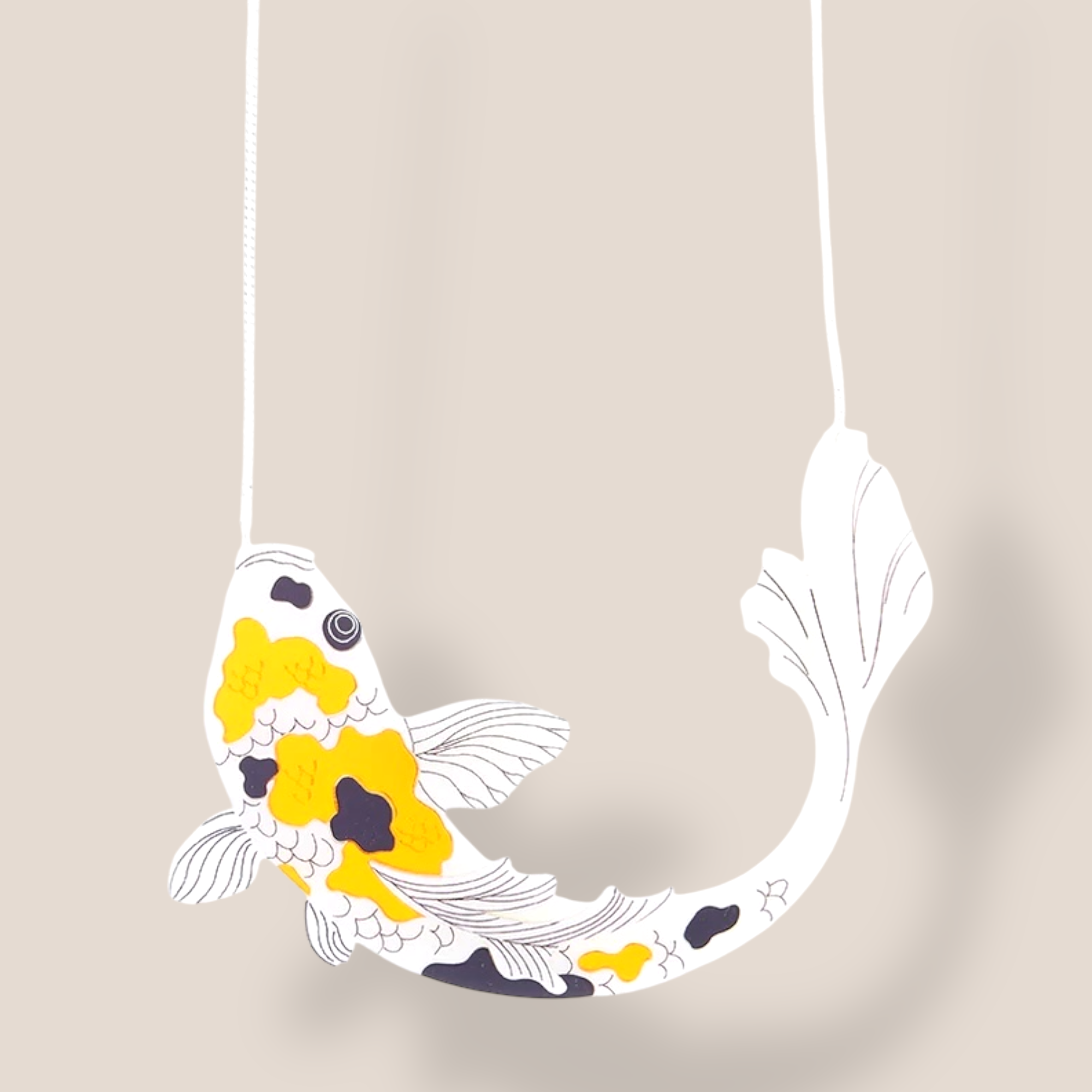 La Vidriola, Taisho Sanke Koi Fish, Acrylic Necklace