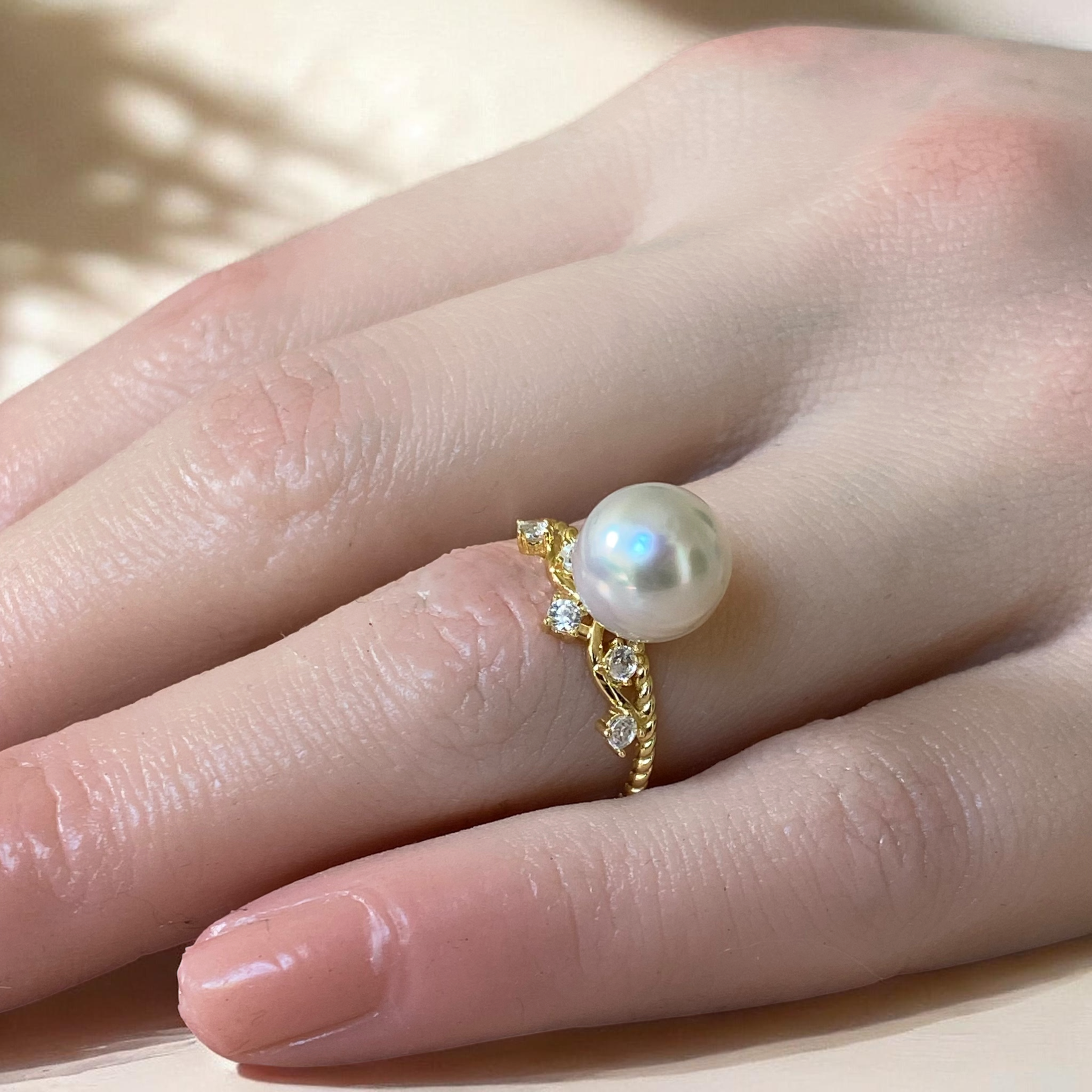 South Sea, White Pearl Ring in Gilded Silver Princess Setting13.PNG