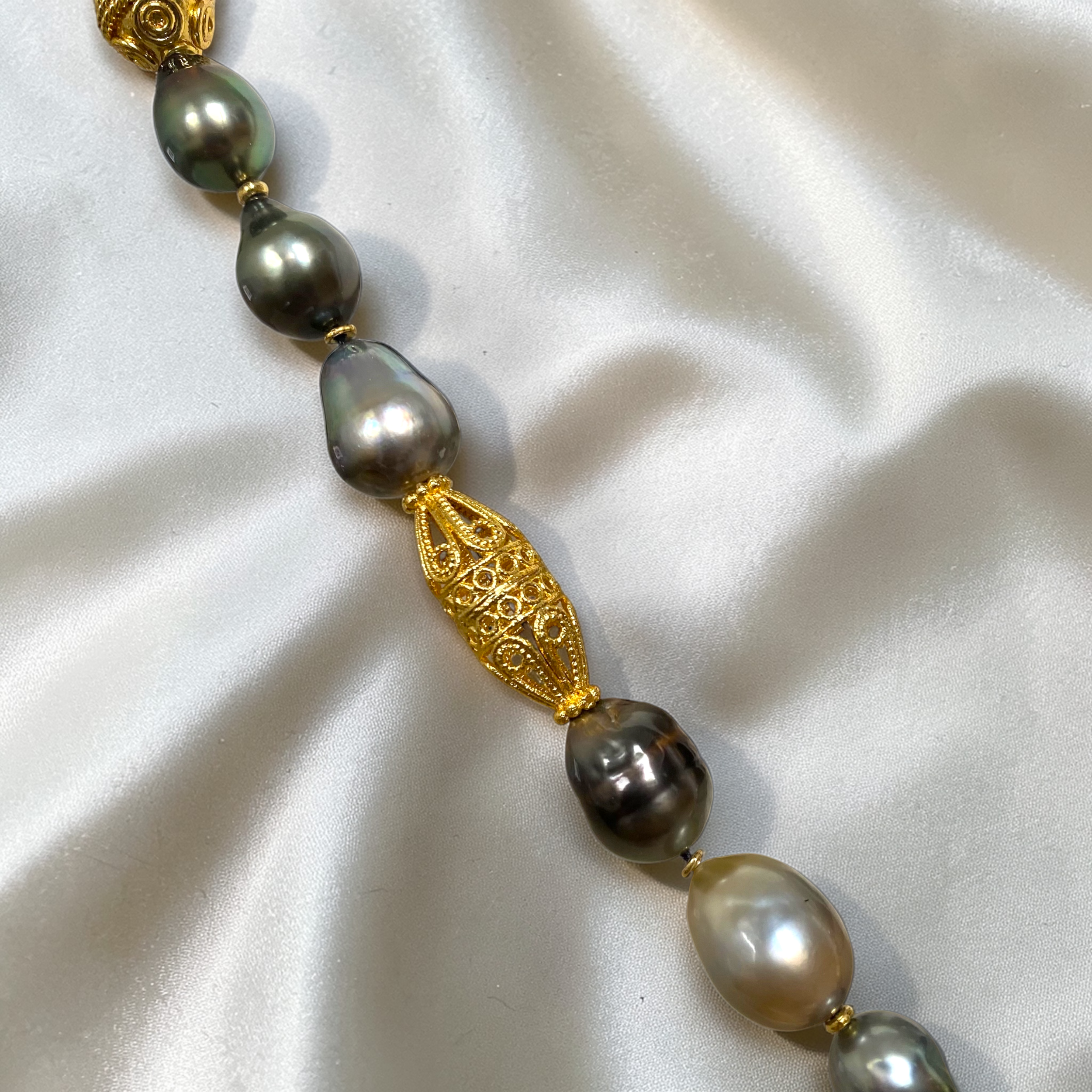 By Danilova, Dark Peacock Pearl, Mother of Pearl & Paul Shell Owl Pendant, Opera:Rope Necklace4.PNG