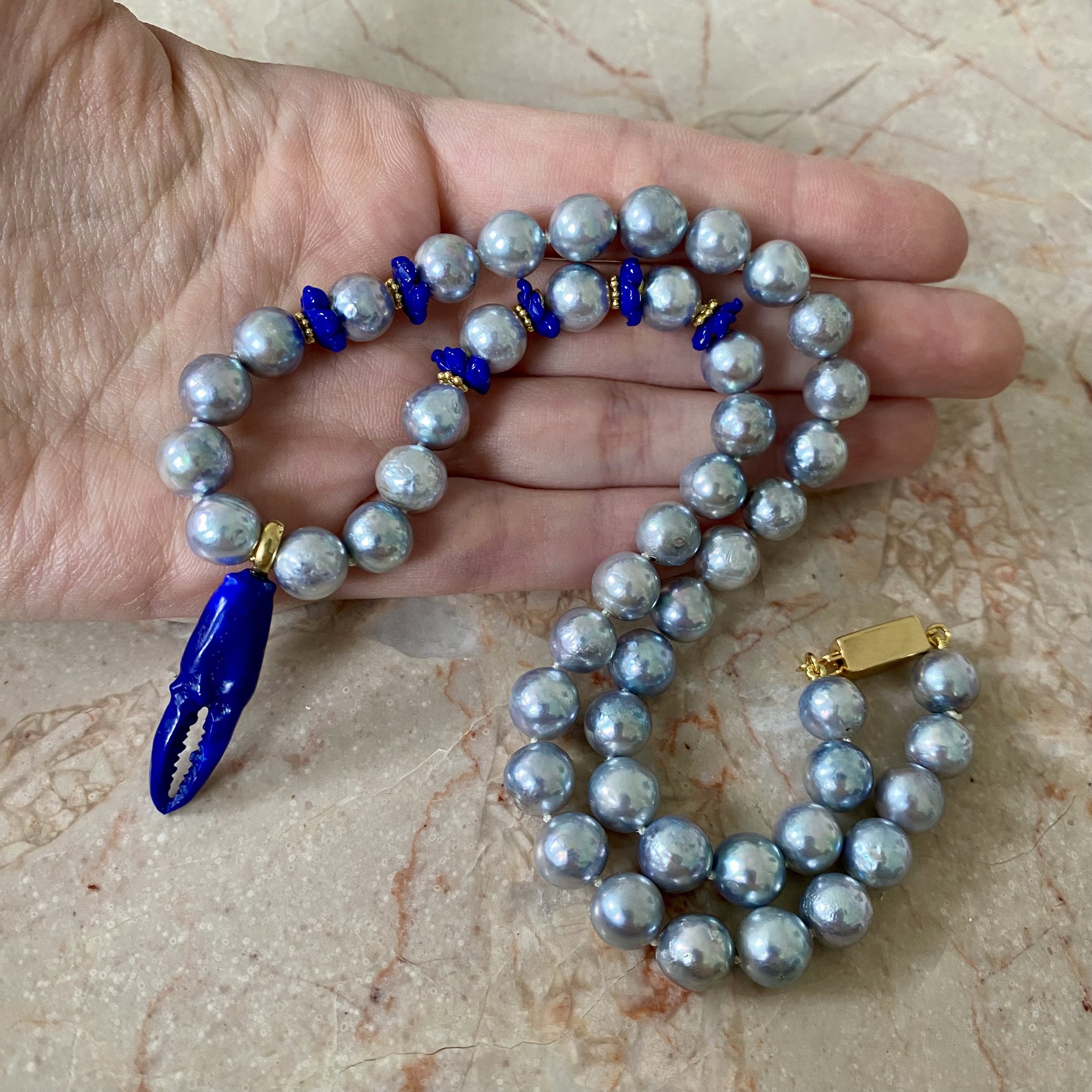 By Danilova, Blue Akoya Pearl & Lazurite Pendant, Necklace10.png