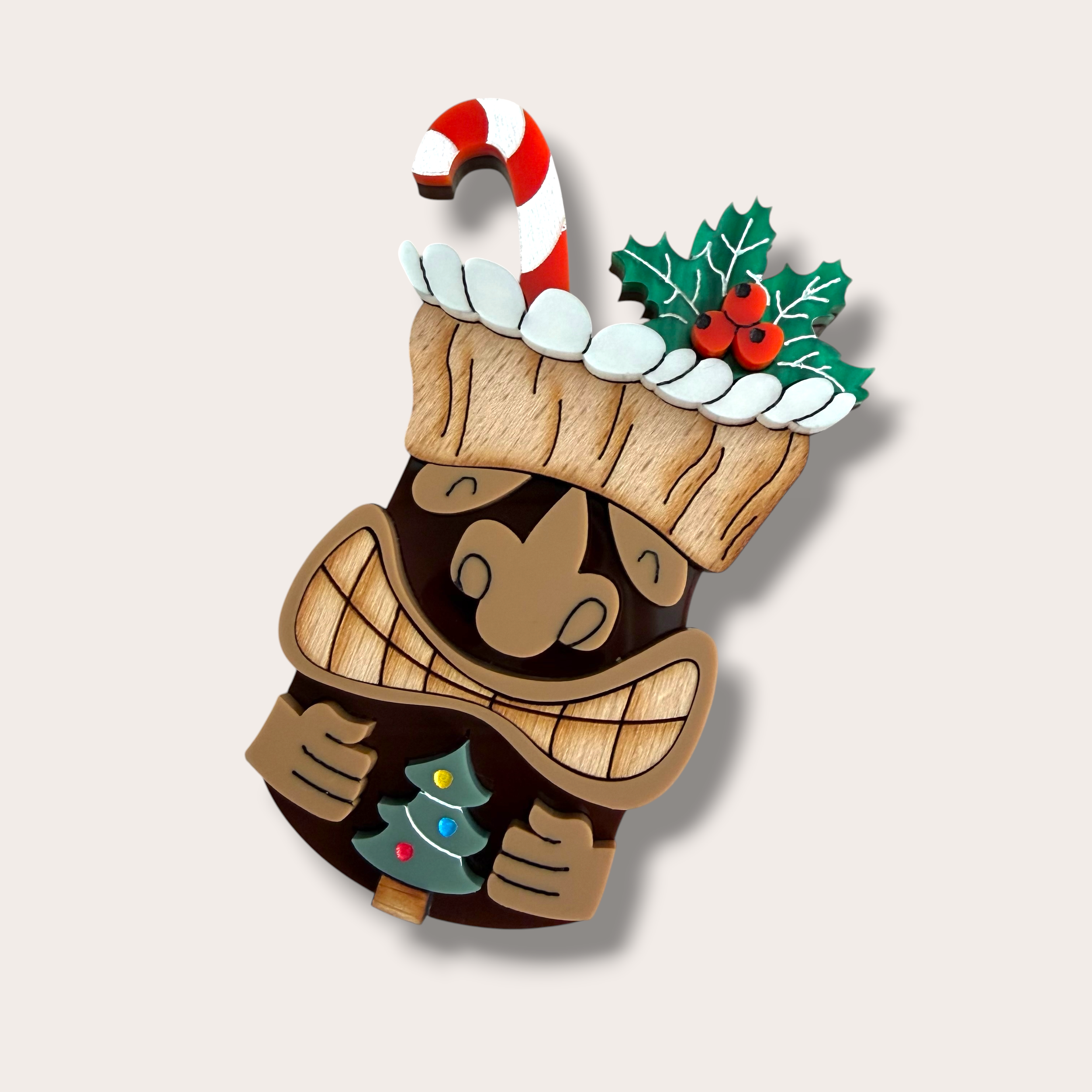 Danilova, La Vidriola, Cheers! Tikki Christmas Cocktail, Acrylic Brooch:Pin1.PNG