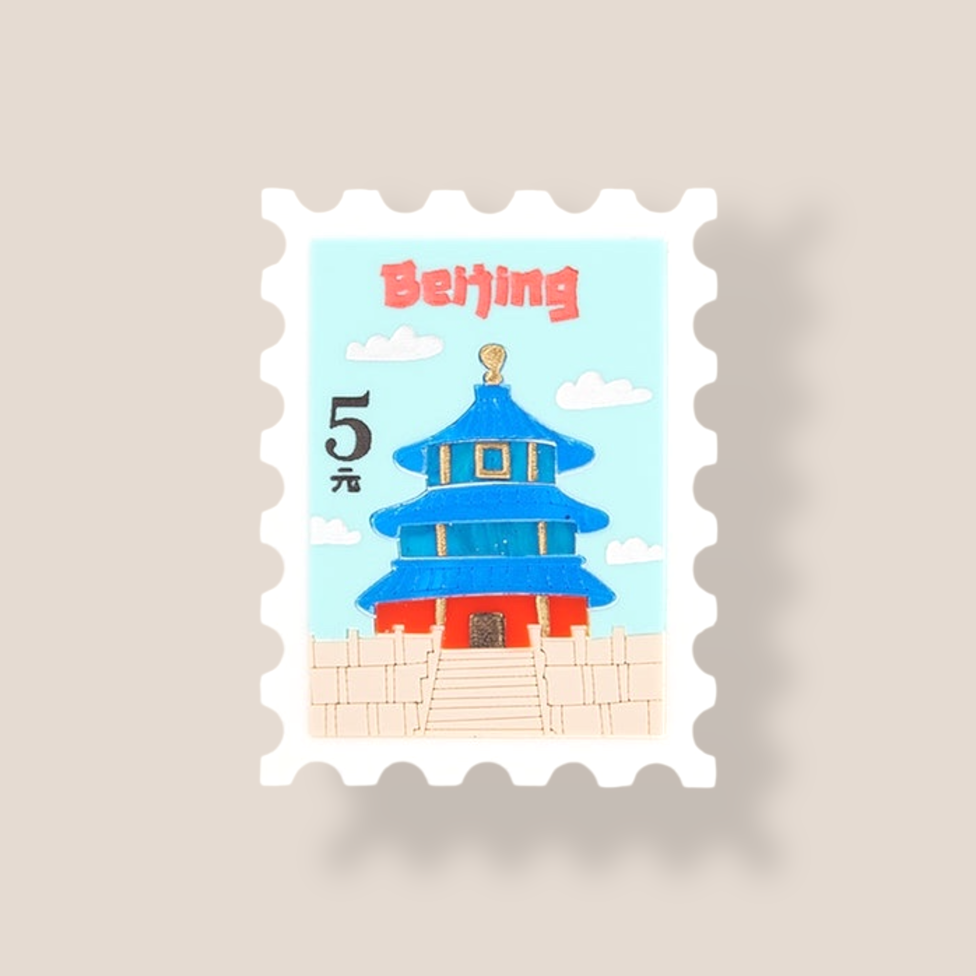 La Vidriola, Beijing Letter Stamp, Acrylic Brooch