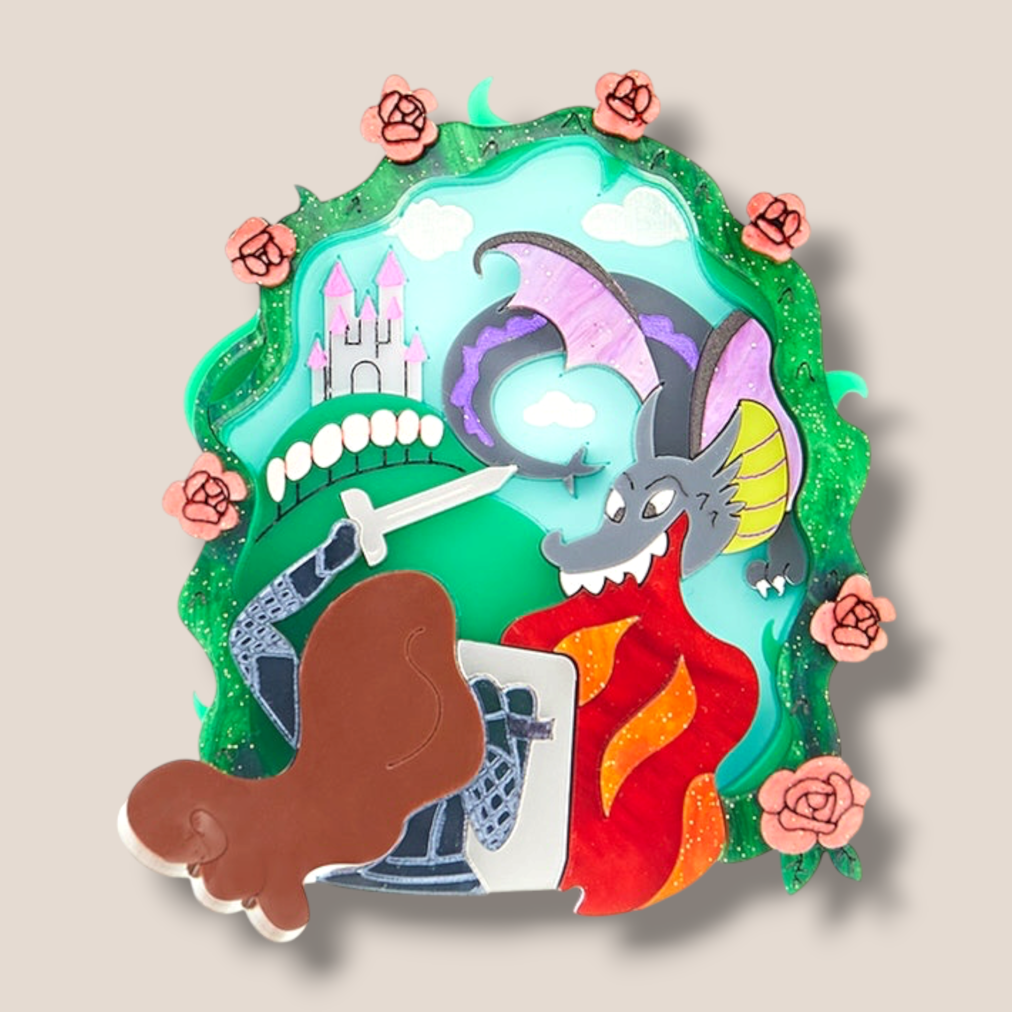 Danilova, La Vidriola, Taming the Dragon, Acrylic Statement Brooch0.PNG