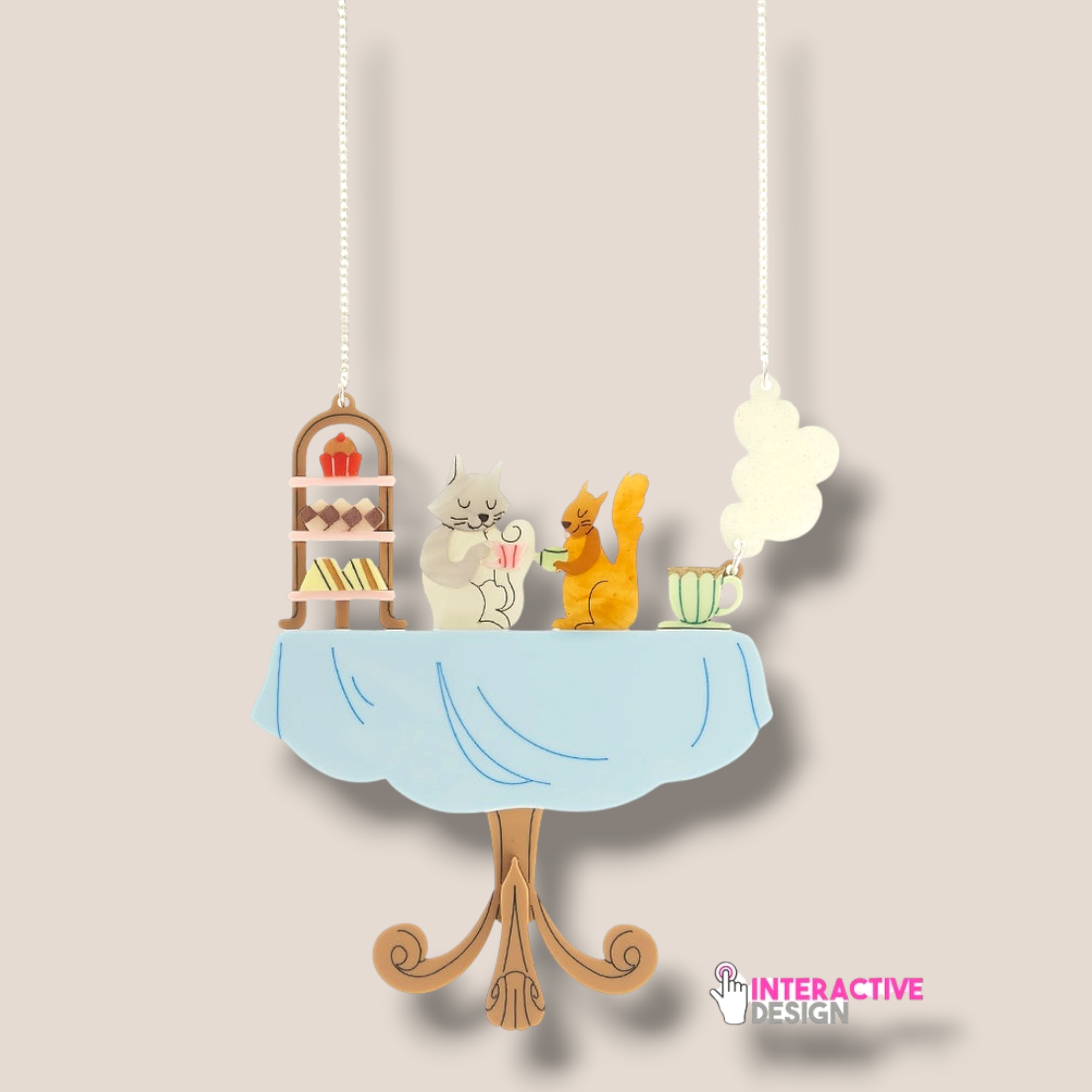 Danilova, La Vidriola, Cat and Squirrel and their Tea Set, Acrylic Table Necklace Insert Pack0.PNG