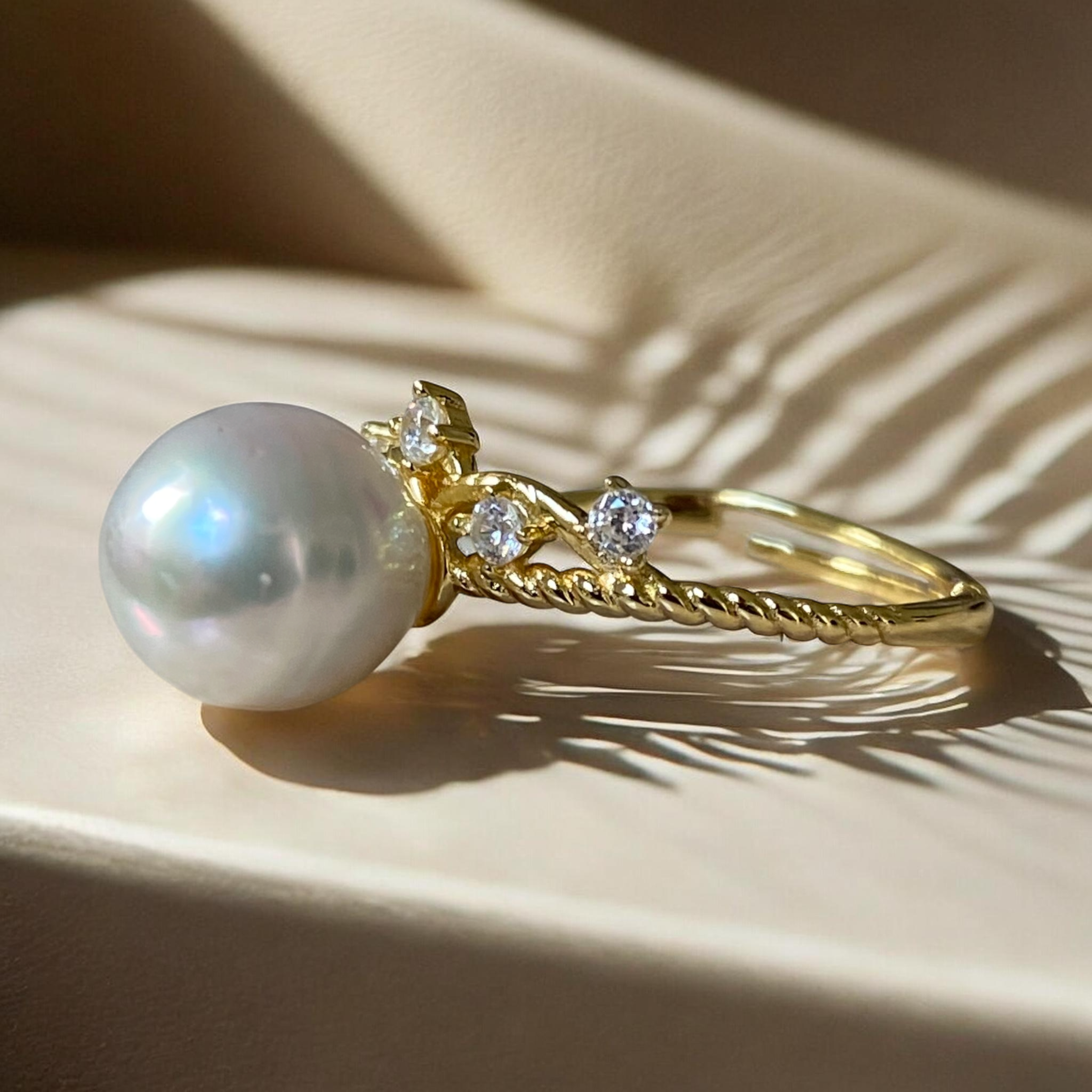 South Sea, White Pearl Ring in Gilded Silver Princess Setting5.PNG