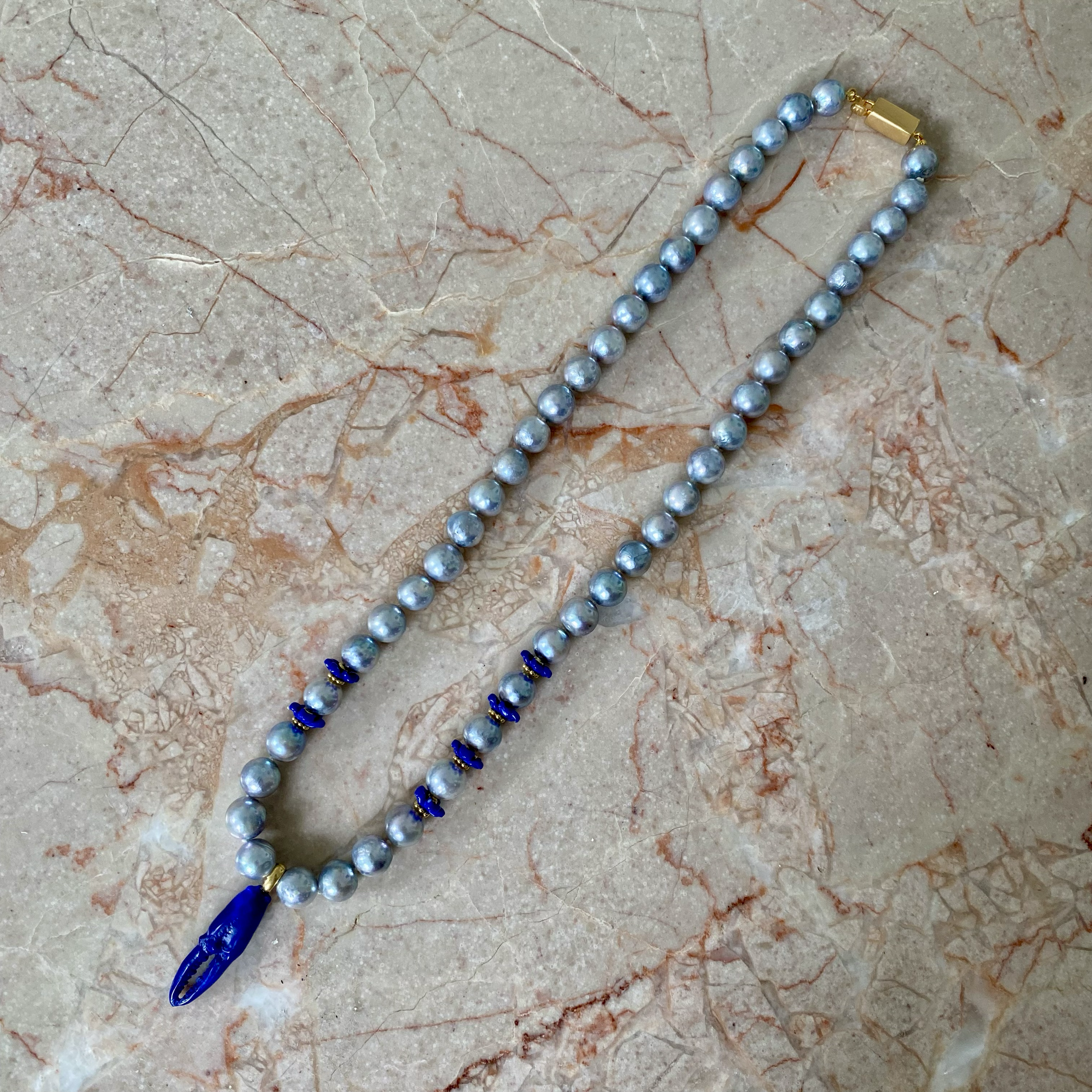 By Danilova, Blue Akoya Pearl & Lazurite Pendant, Necklace4.png