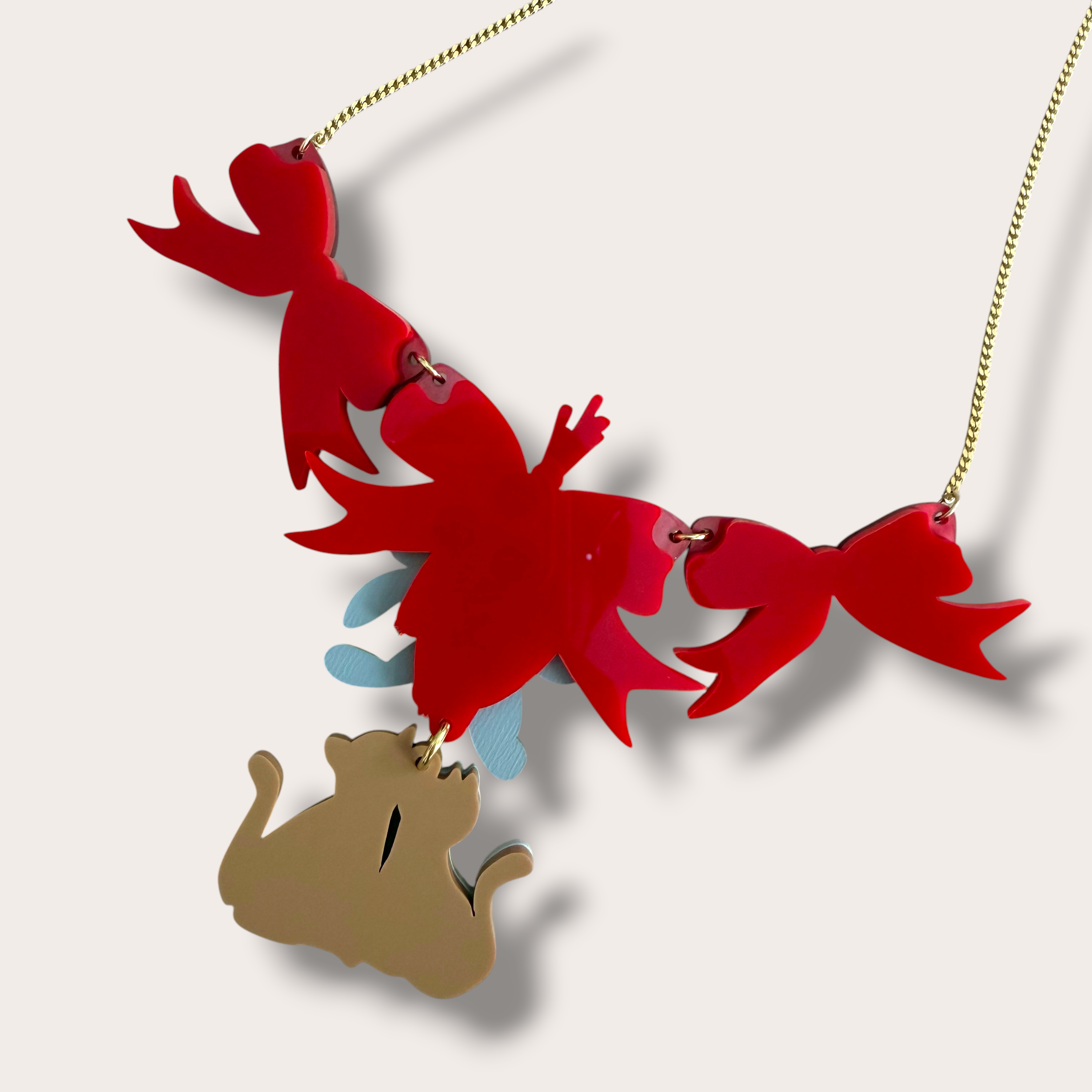 Danilova, La Vidriola, Meow:Cat Kiss Under the Mistletoe, Acrylic Necklace4.PNG