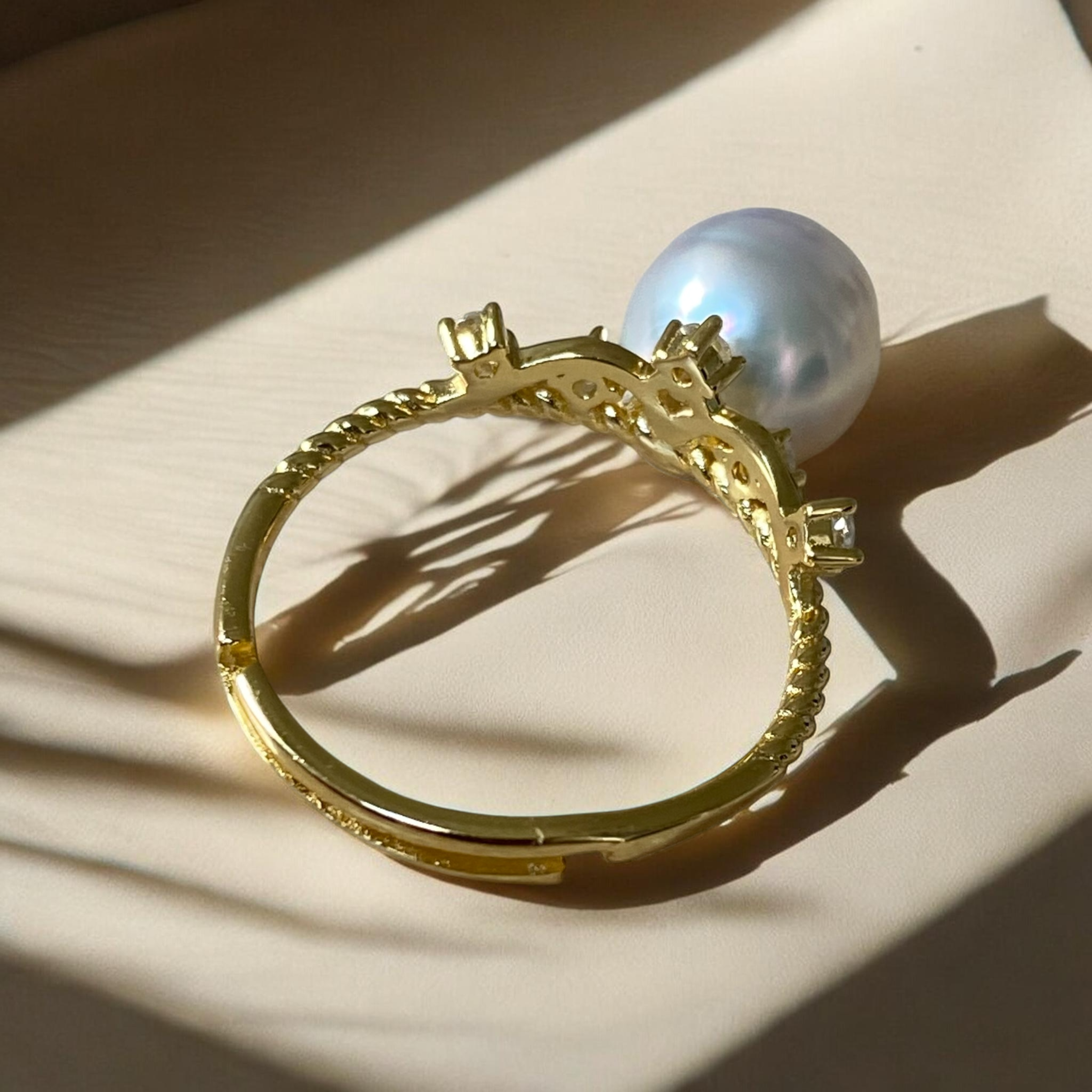 South Sea, White Pearl Ring in Gilded Silver Princess Setting6.PNG