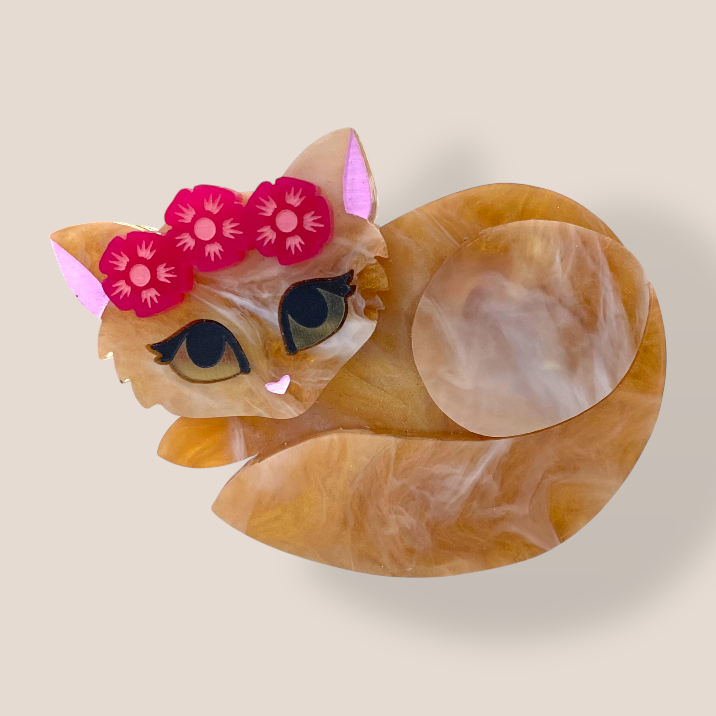 Danilova Jewellery, Peppy Chapette, Flower Queen Kitten (2020) Acrylic Brooch2.png