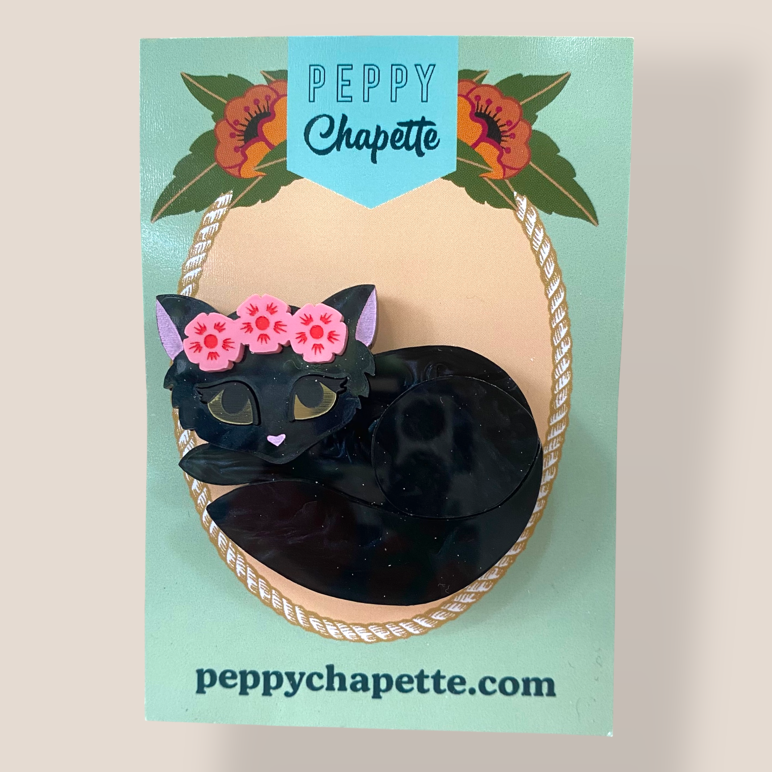 Danilova Jewellery, Peppy Chapette, Flower Queen Kitten (2017) Acrylic Brooch1.png
