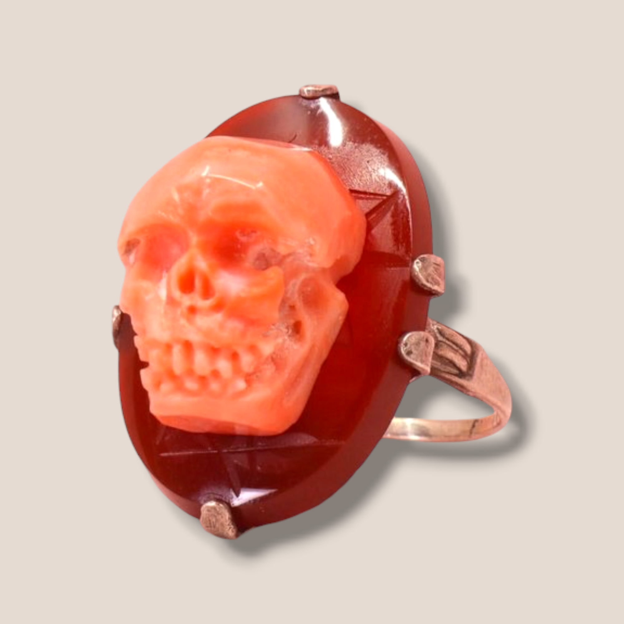 By Danilova, Coral Cameo Ring #10