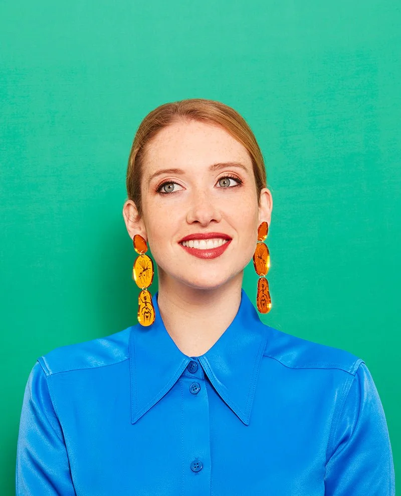 Danilova, La Vidriola, Amber Fossil, Acrylic Earrings1.jpg