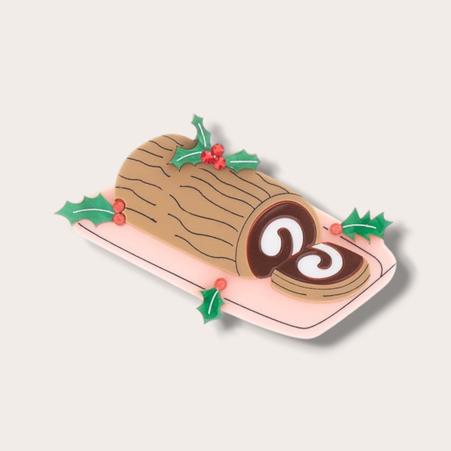 Danilova, La Vidriola, Delicious Buche de Noel Cake, Acrylic Brooch:Pin2.PNG