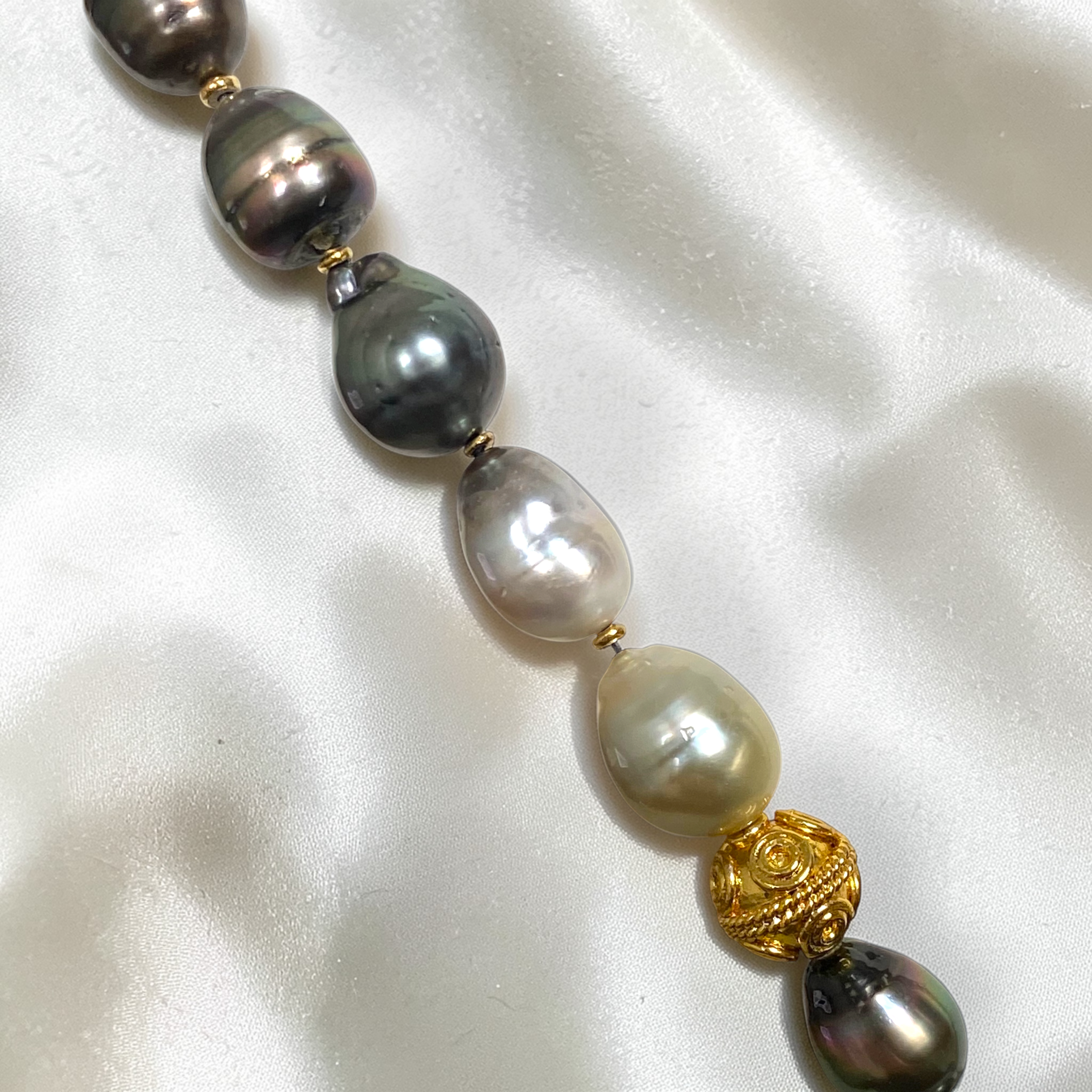 By Danilova, Dark Peacock Pearl, Mother of Pearl & Paul Shell Owl Pendant, Opera:Rope Necklace7.PNG