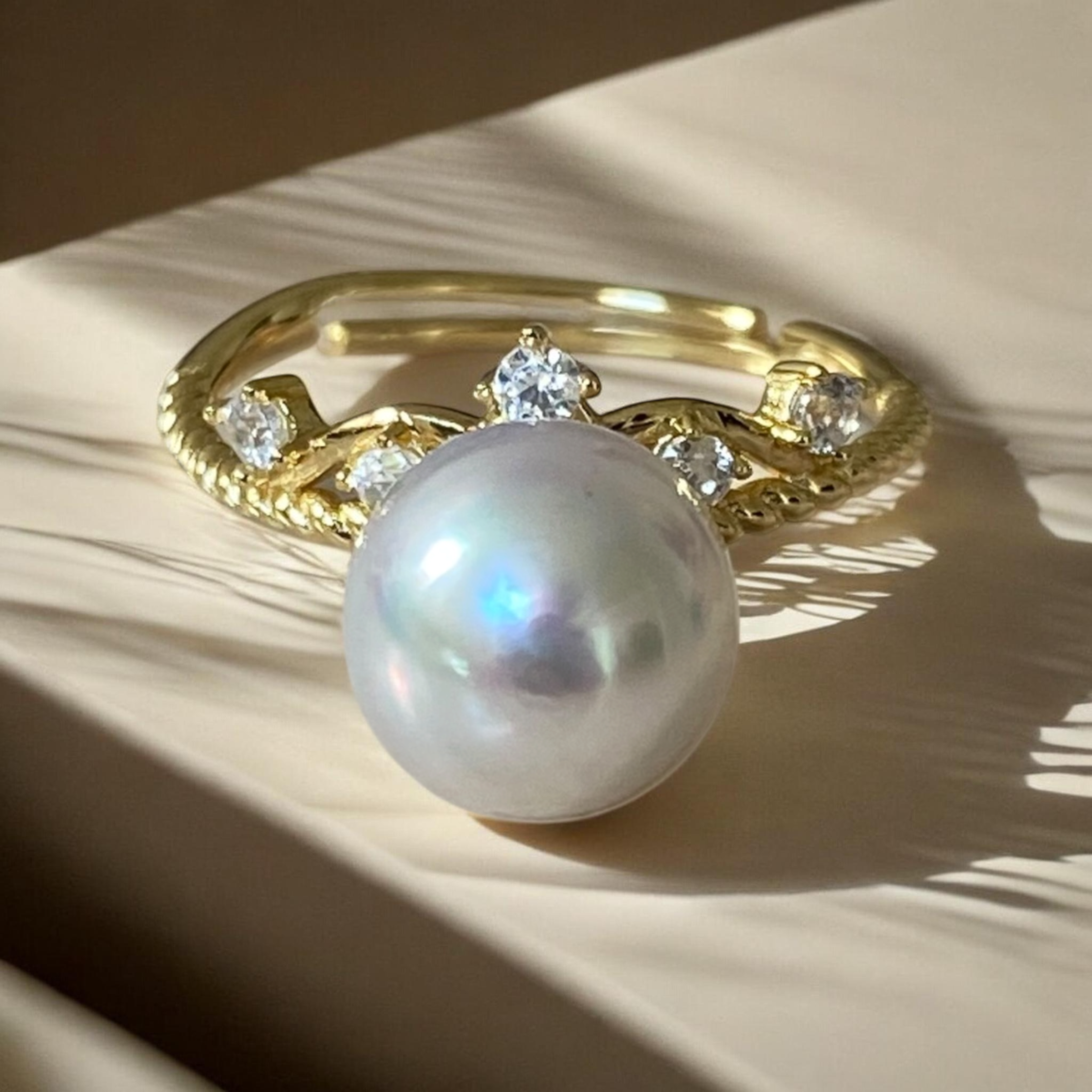 South Sea, White Pearl Ring in Gilded Silver Princess Setting3.PNG