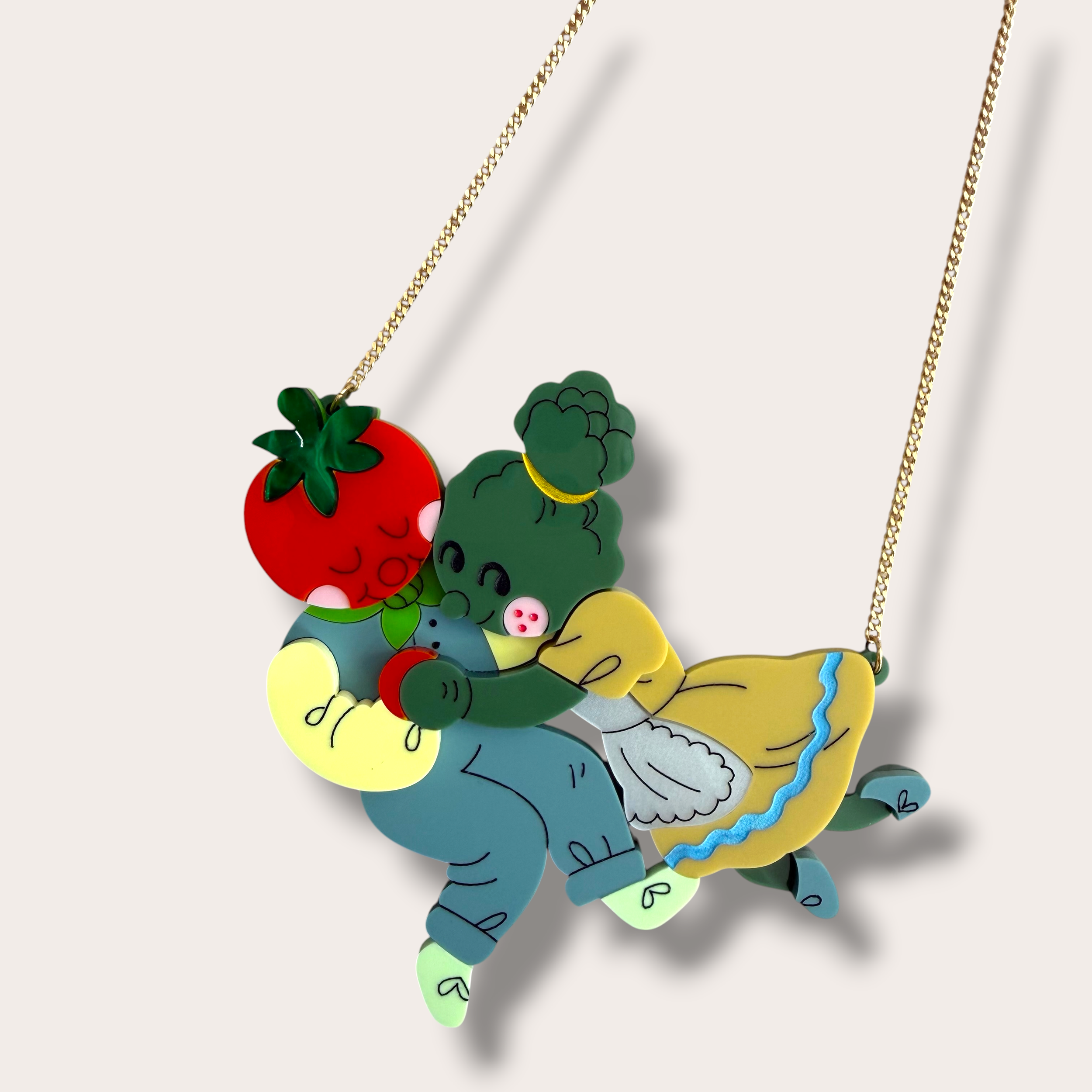 Danilova, La Vidriola, Give Me a Veggie Hug, Acrylic Necklace3.PNG