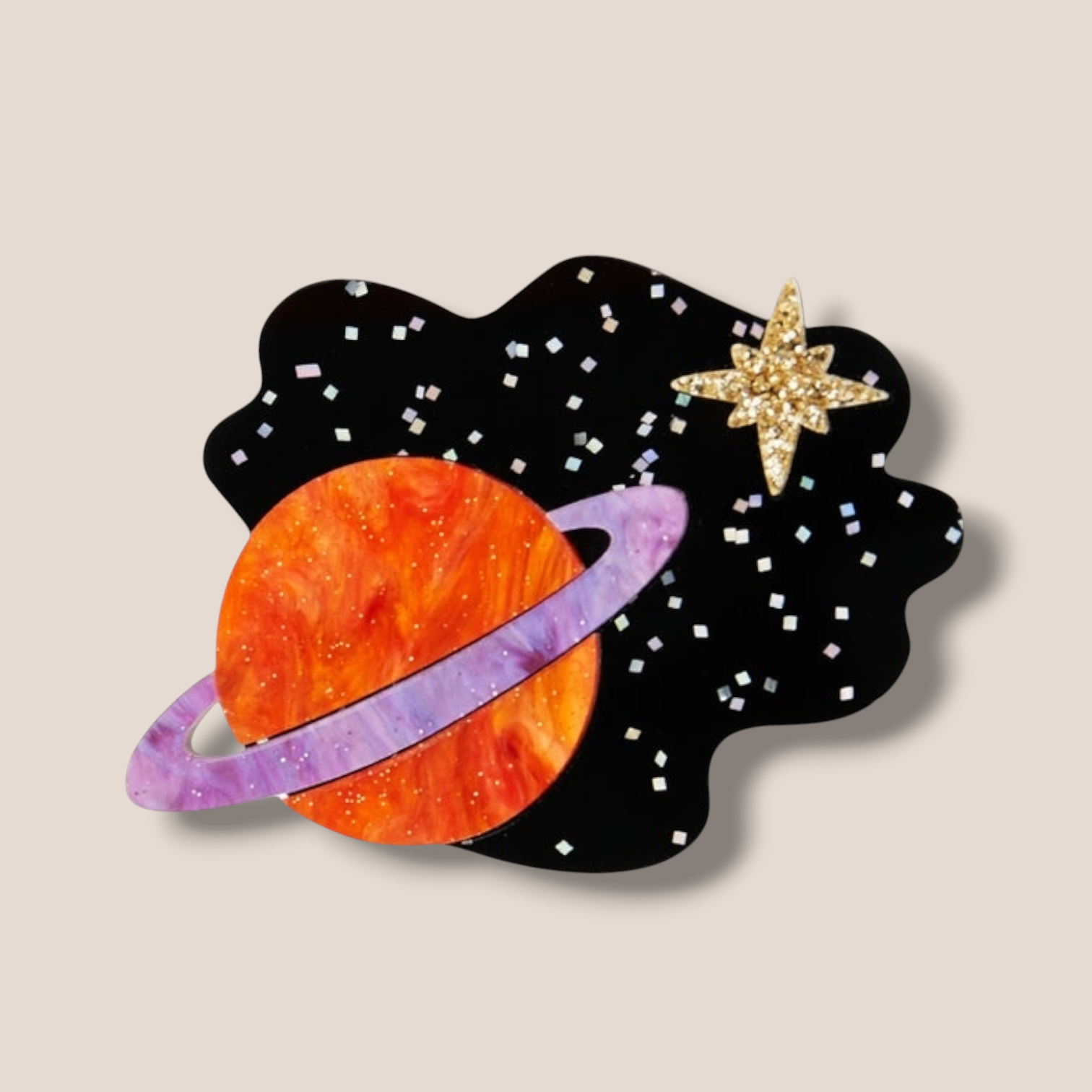 La Vidriola, Planet in Space, Acrylic Brooch