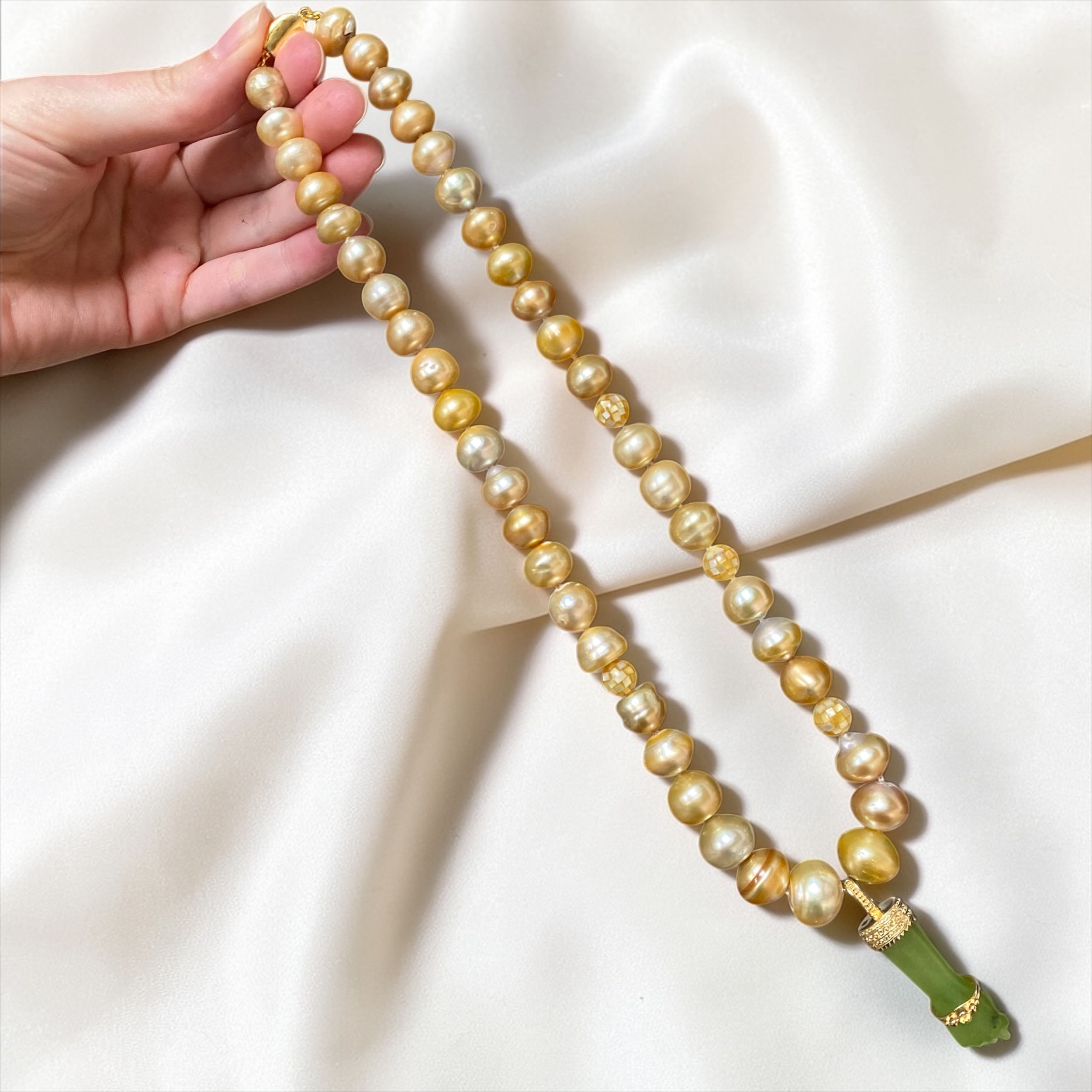 By Danilova, Baroque Gold Pearl, Peridot & Yellow Sapphire, Pendant Necklace