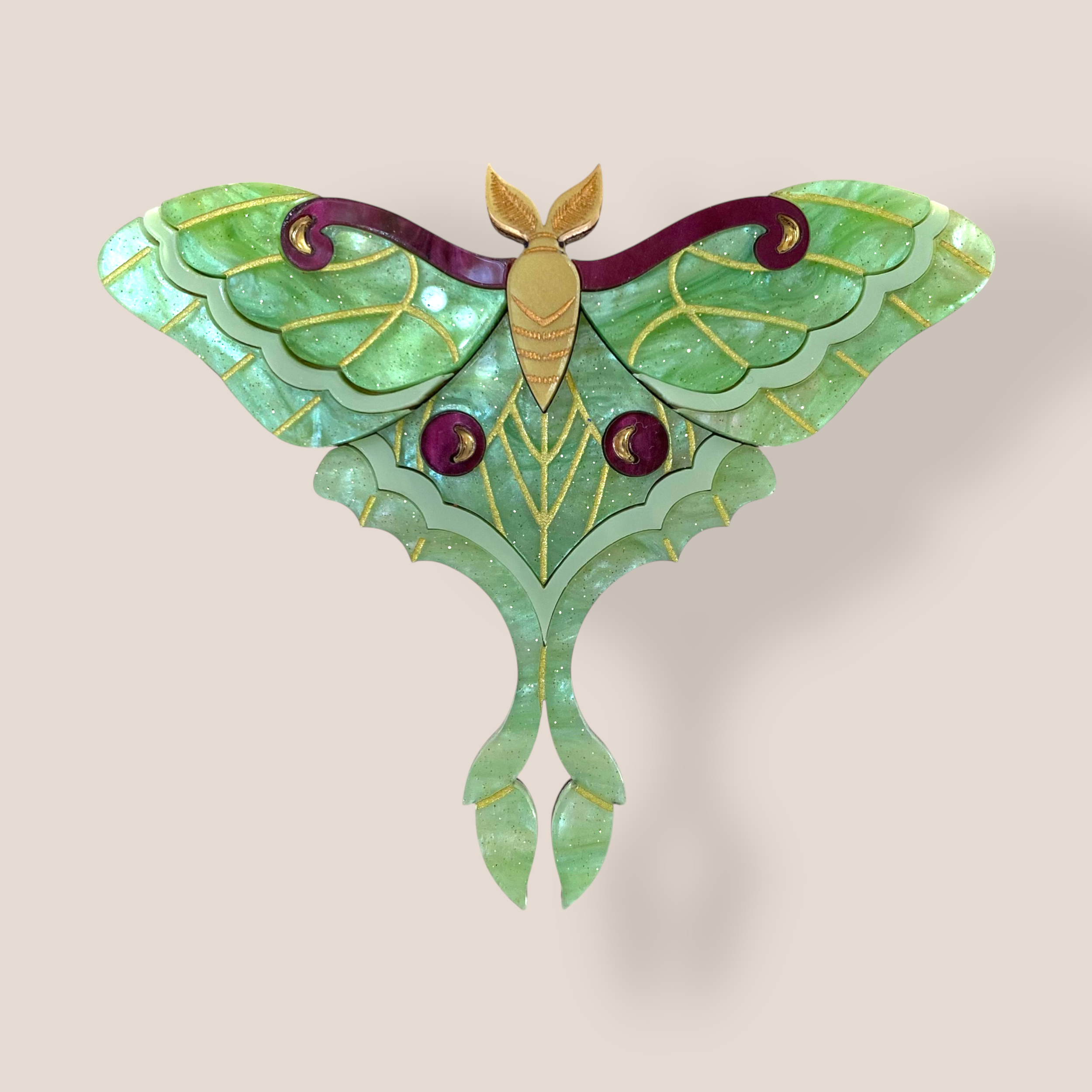Peppy Chapette, Lunar Moth (2022), Acrylic Brooch