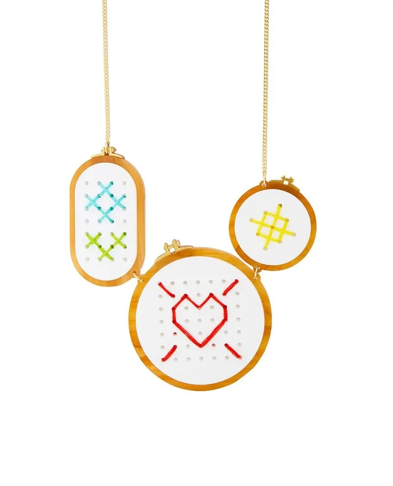 Danilova, La Vidriola, Let's Do Embroidery Together, Acrylic Necklace1.jpg
