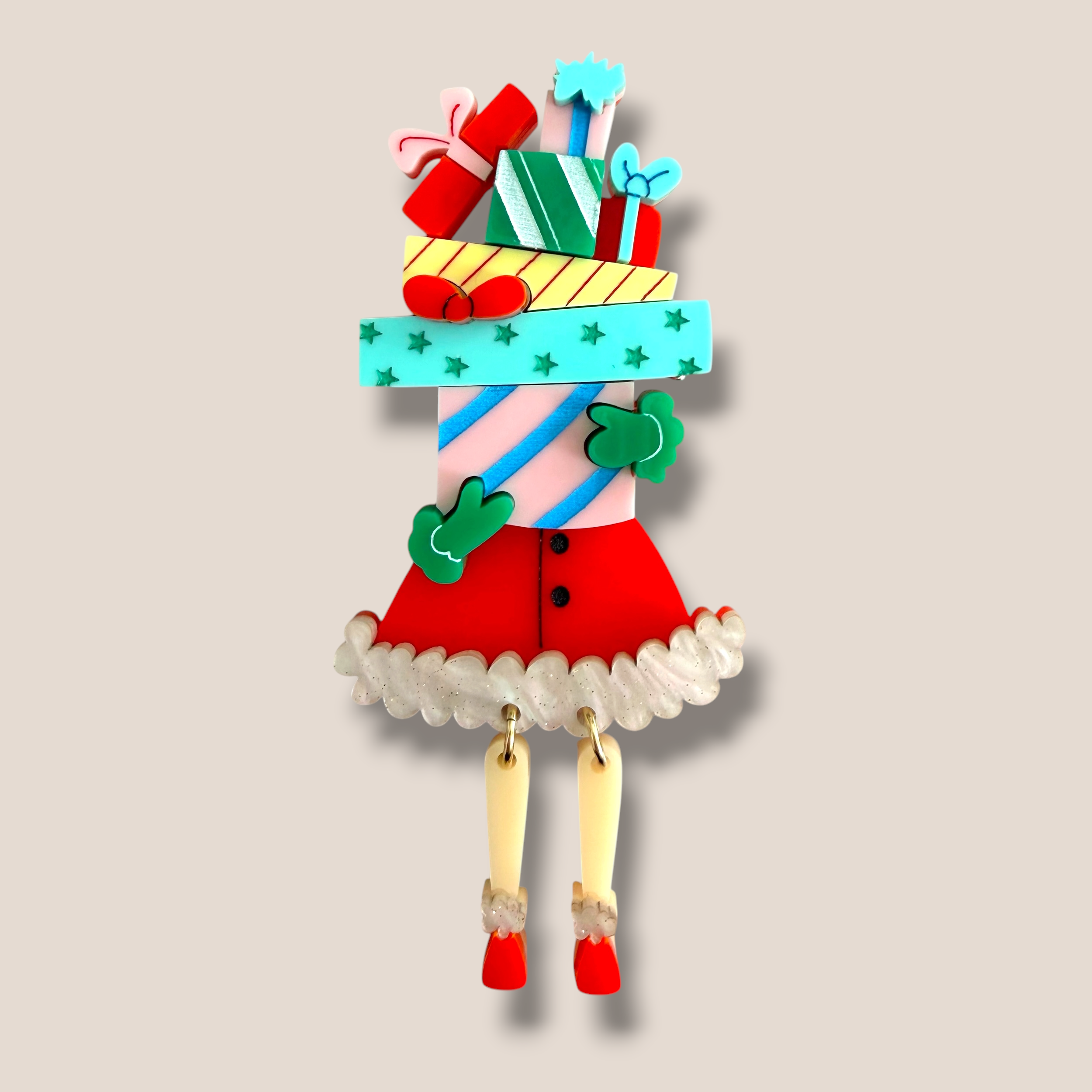 La Vidriola, So Many Christmas Gifts!, Acrylic Brooch/Pin
