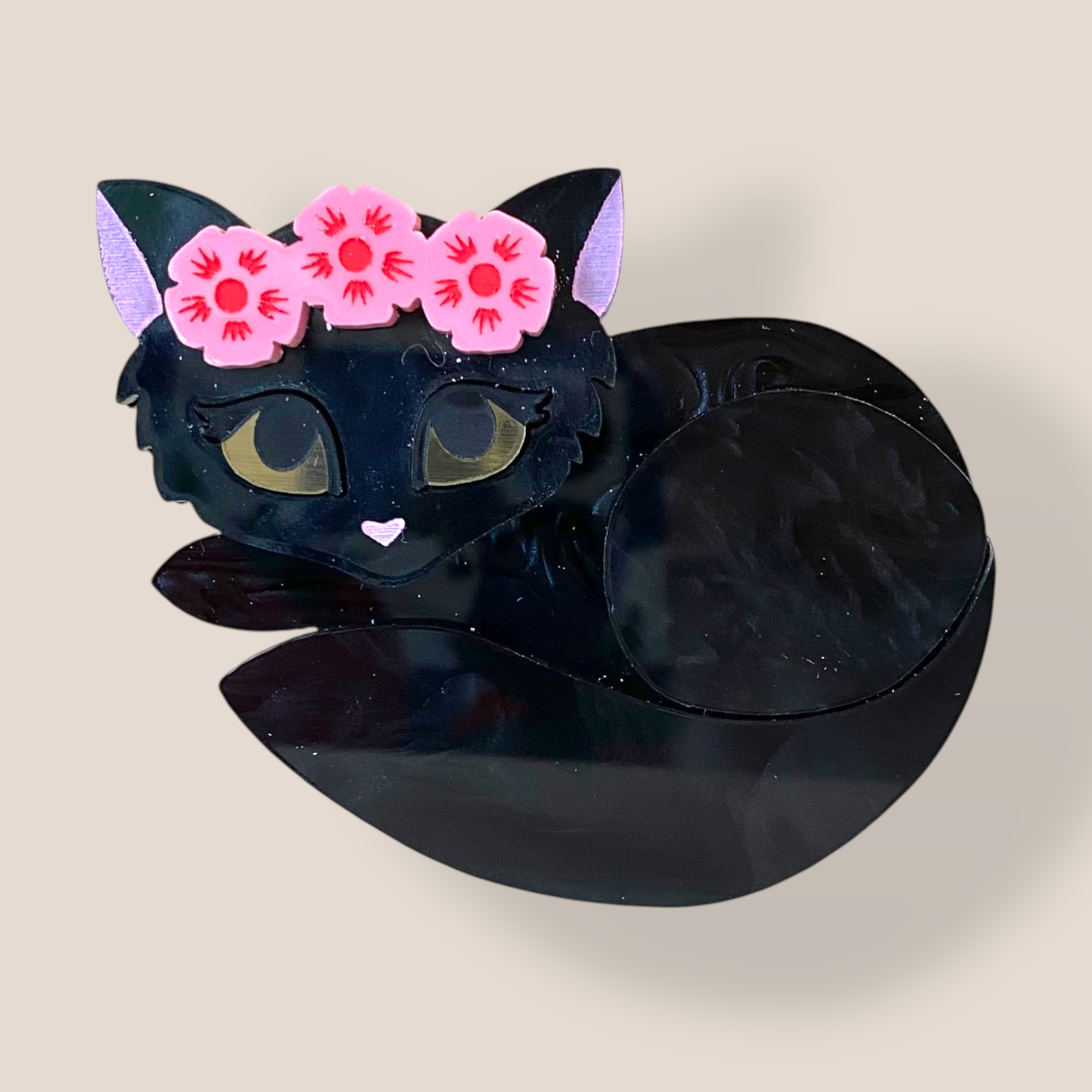 Danilova Jewellery, Peppy Chapette, Flower Queen Kitten (2017) Acrylic Brooch3.png