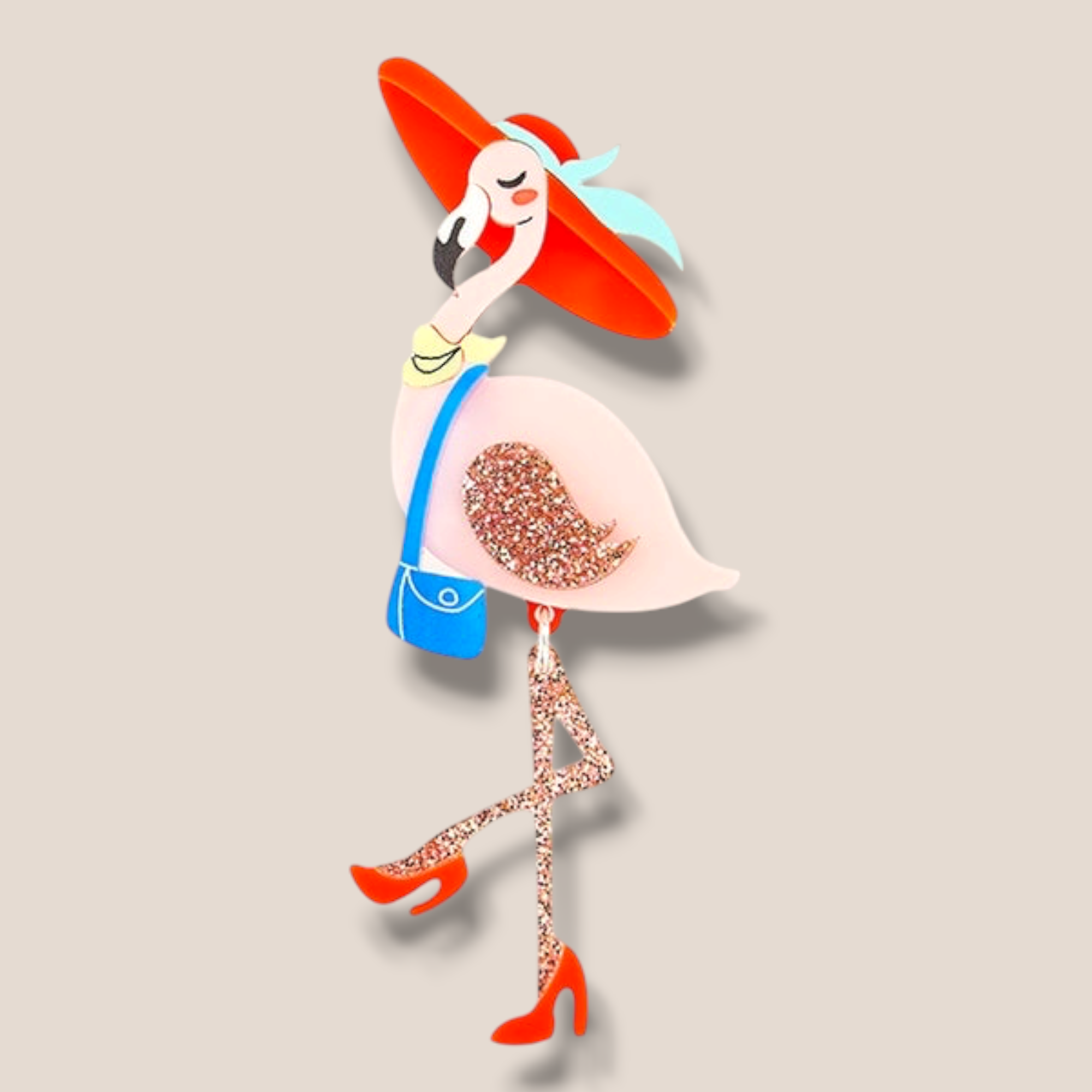 La Vidriola, Fancy Flamingo, Acrylic Brooch