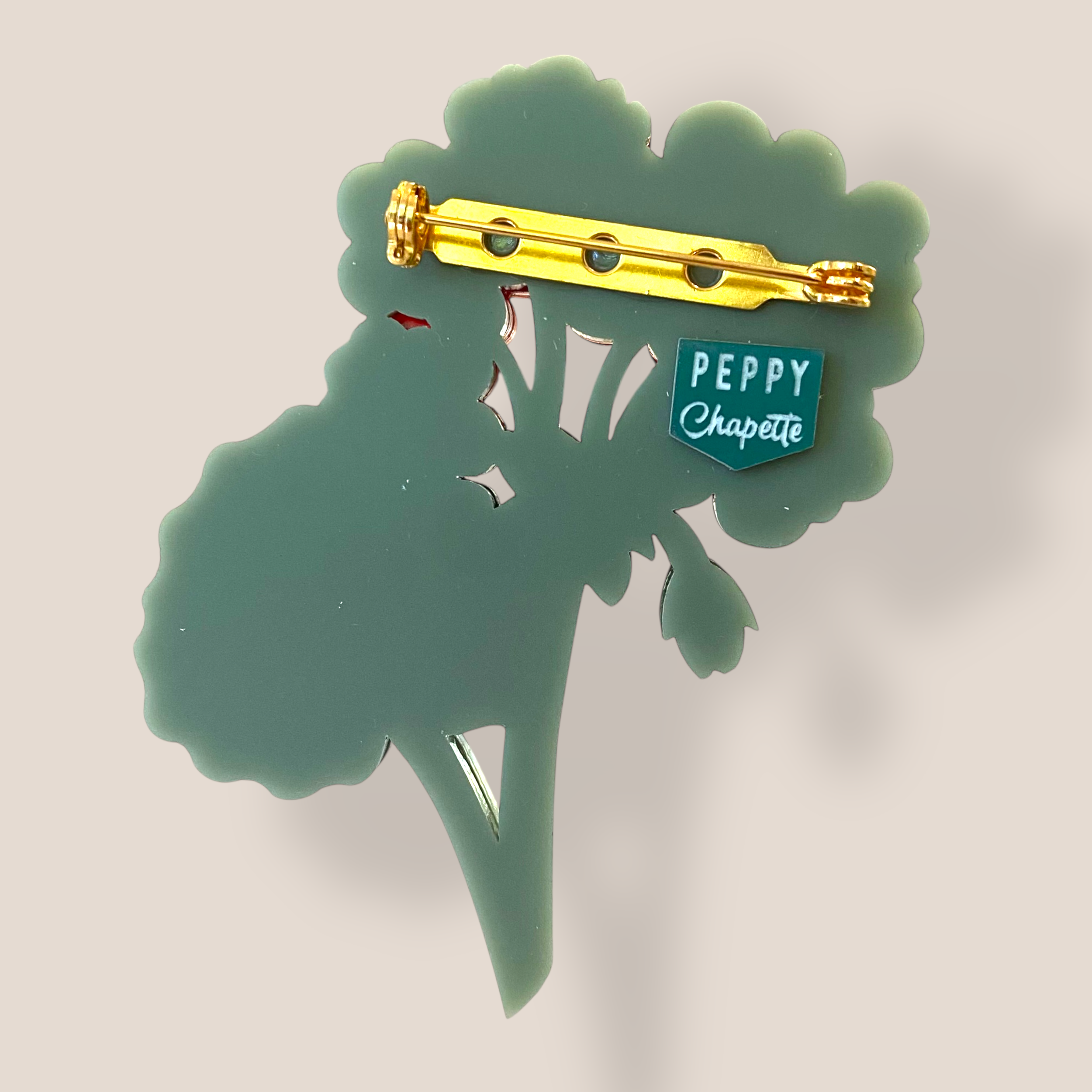 Danilova Jewellery, Peppy Chapette, Geraldine's Geranium (2023) Acrylic Brooch4.png