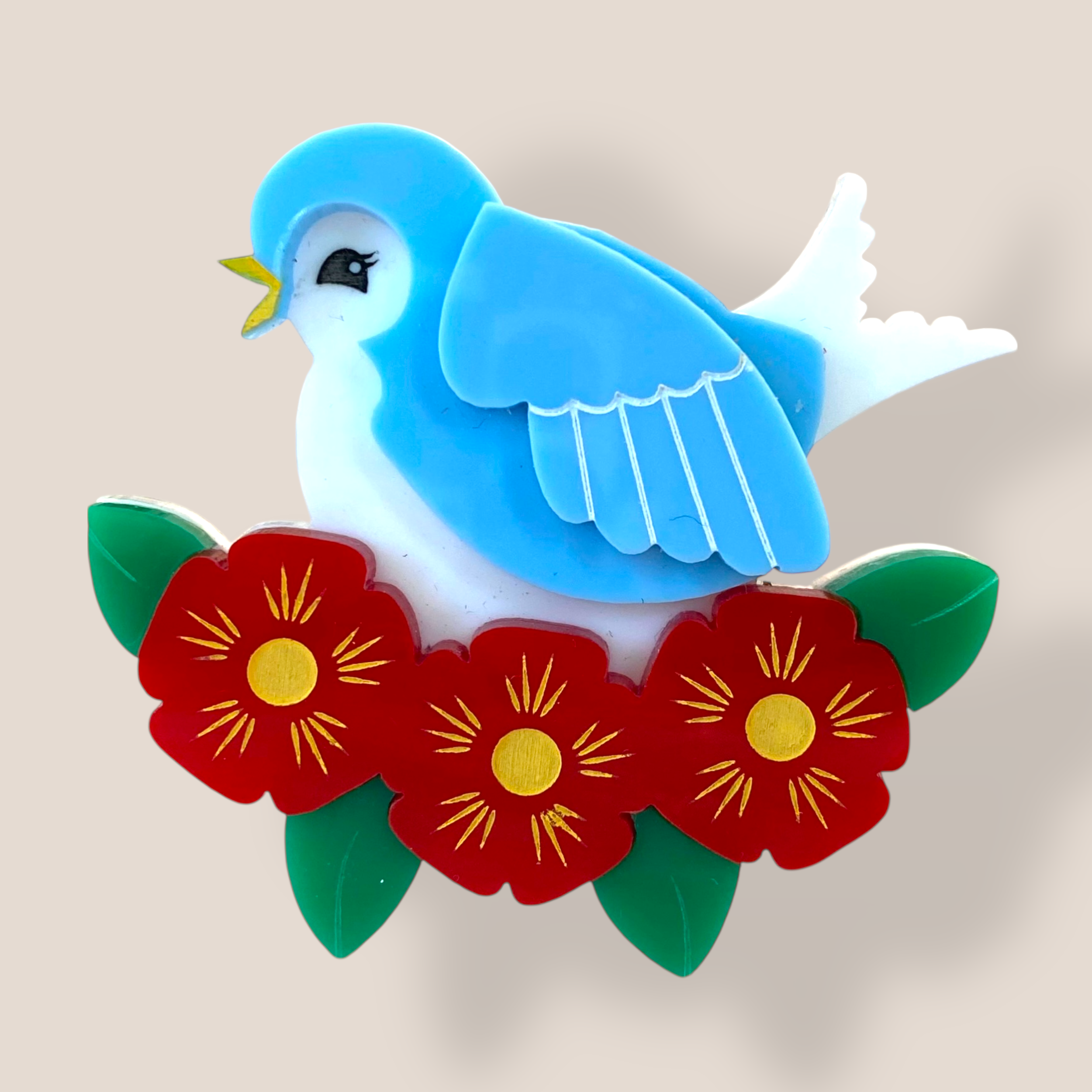 Danilova Jewellery, Peppy Chapette, Blooming Barbara Bluebird (2017) Acrylic Brooch1.png