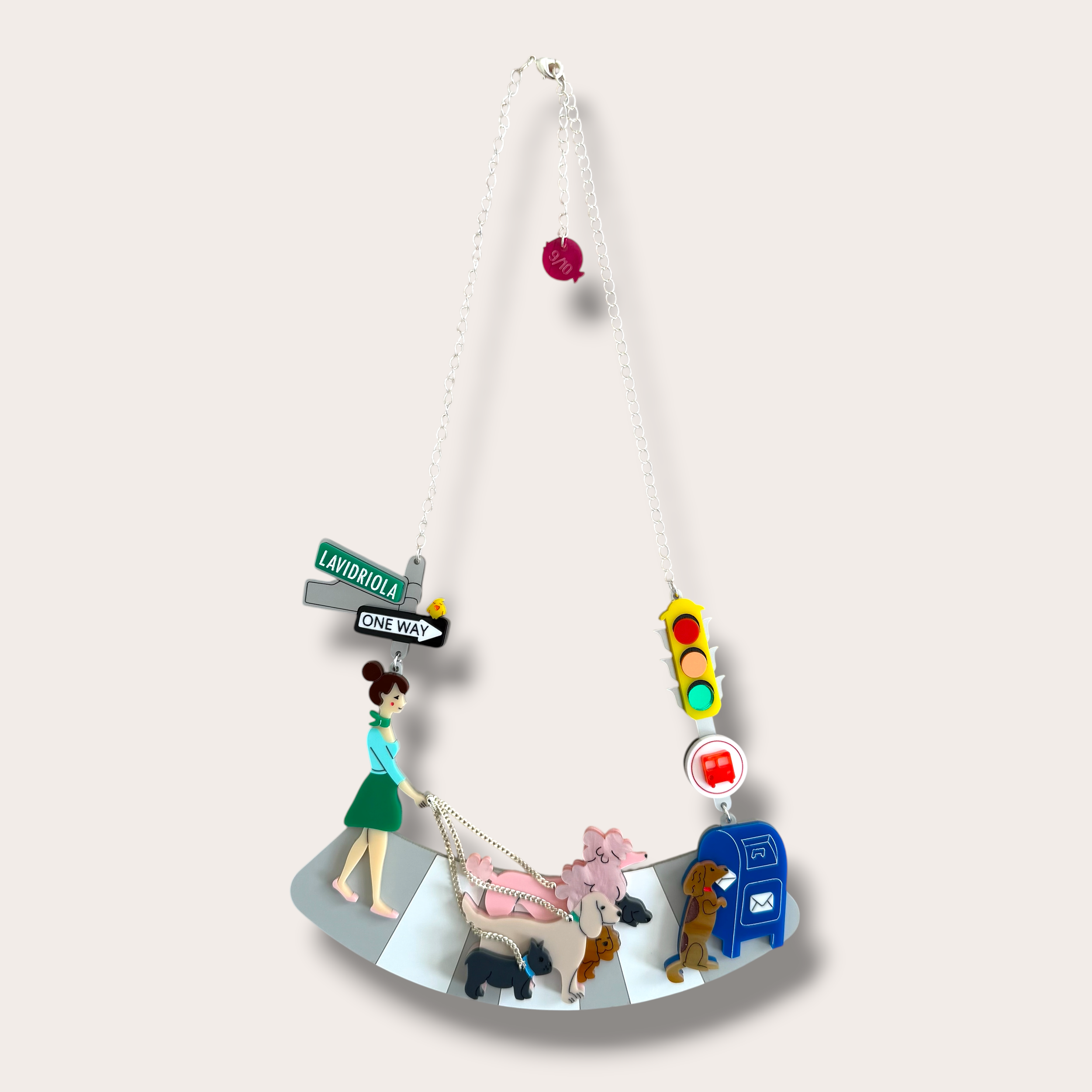 Danilova, La Vidriola, Dog Walking Fun, Acrylic Necklace0.PNG