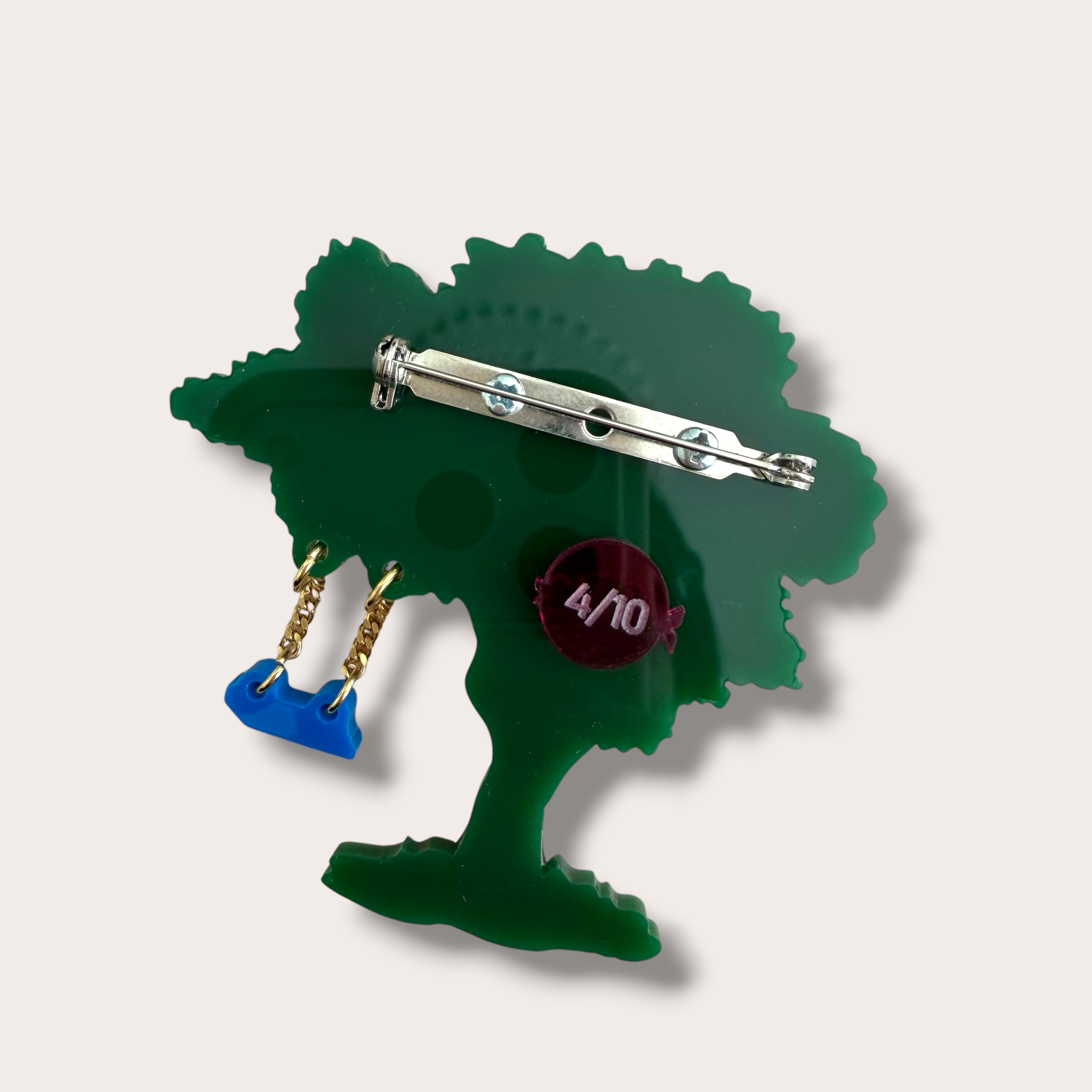 Danilova, La Vidriola, Swinging Under my Tree House, Acrylic Brooch2.PNG