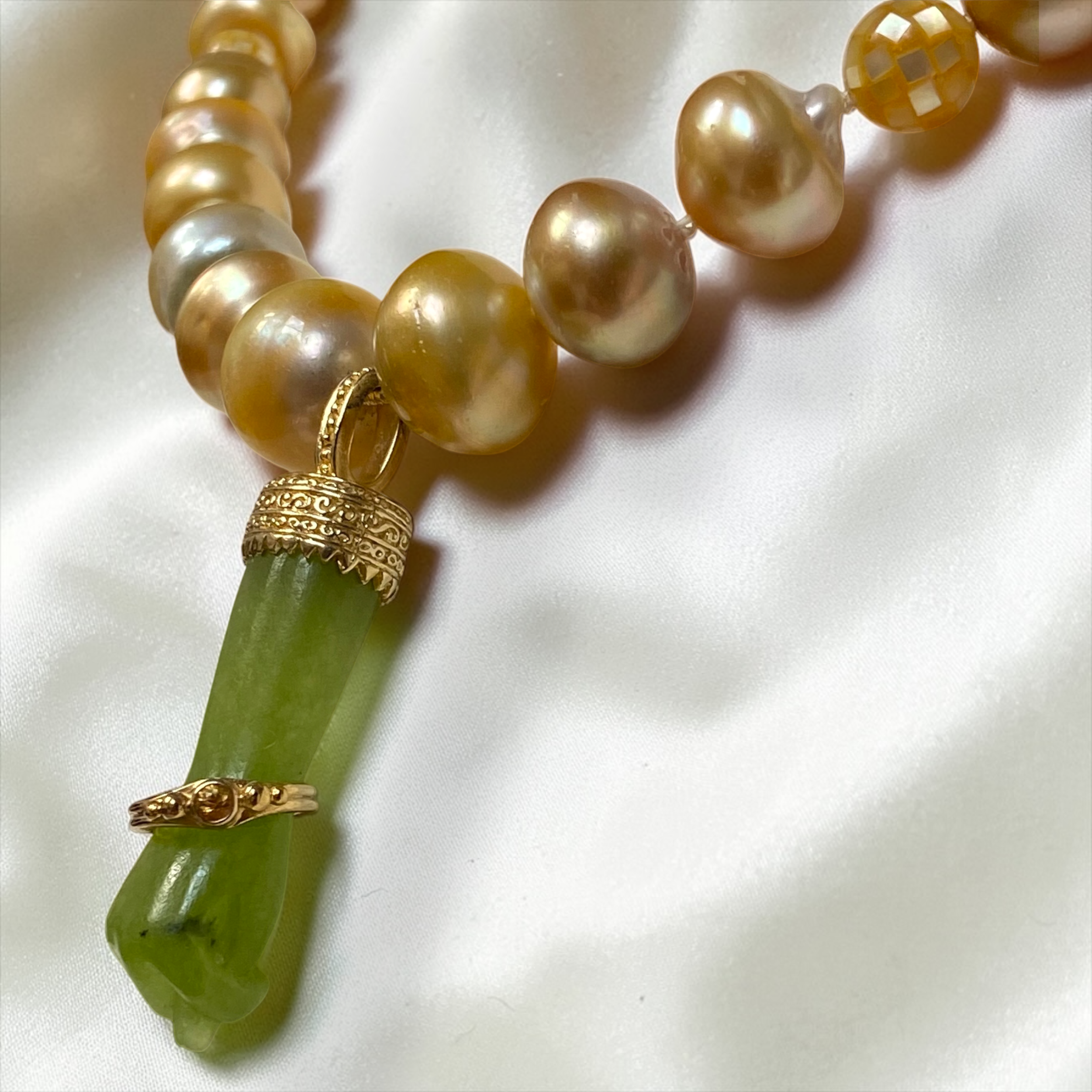 By Danilova, Gold Pearl, Peridot & Yellow Sapphire Pendant Necklace4.PNG