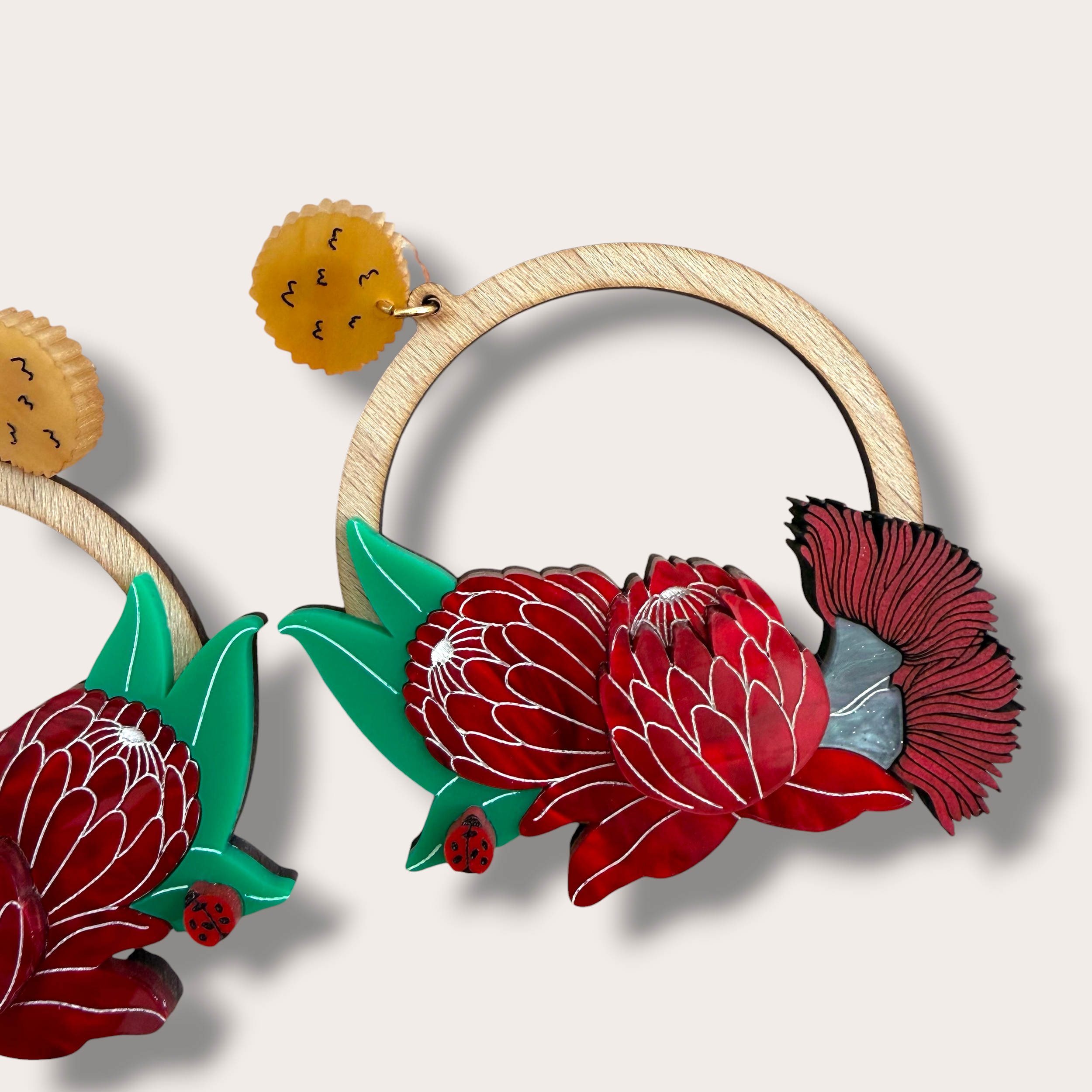 Danilova, La Vidriola, Aussie Flora, Acrylic Earrings4.PNG