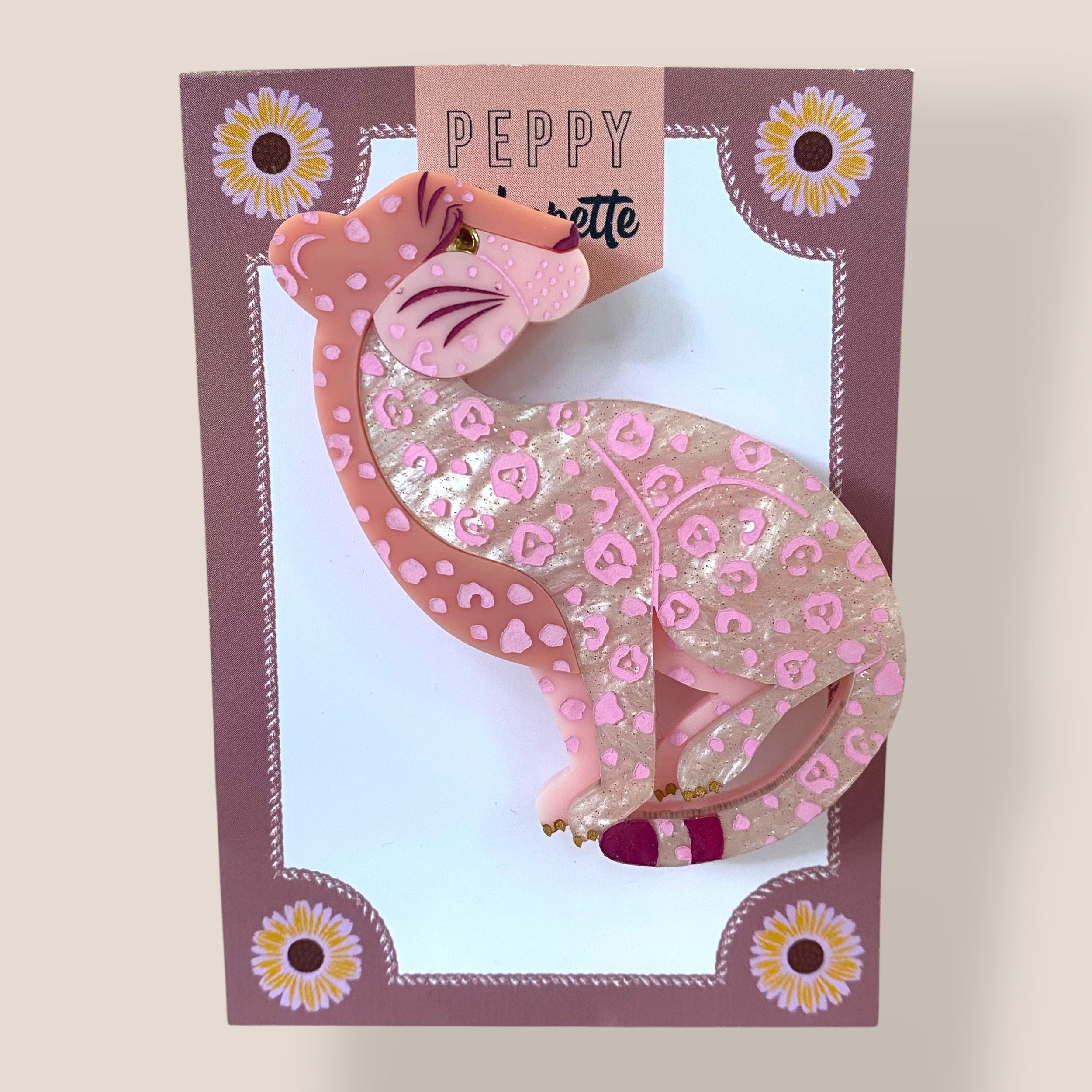 Danilova Jewellery, Peppy Chapette, Jeanie Jaguar (2022) Acrylic Brooch2.png