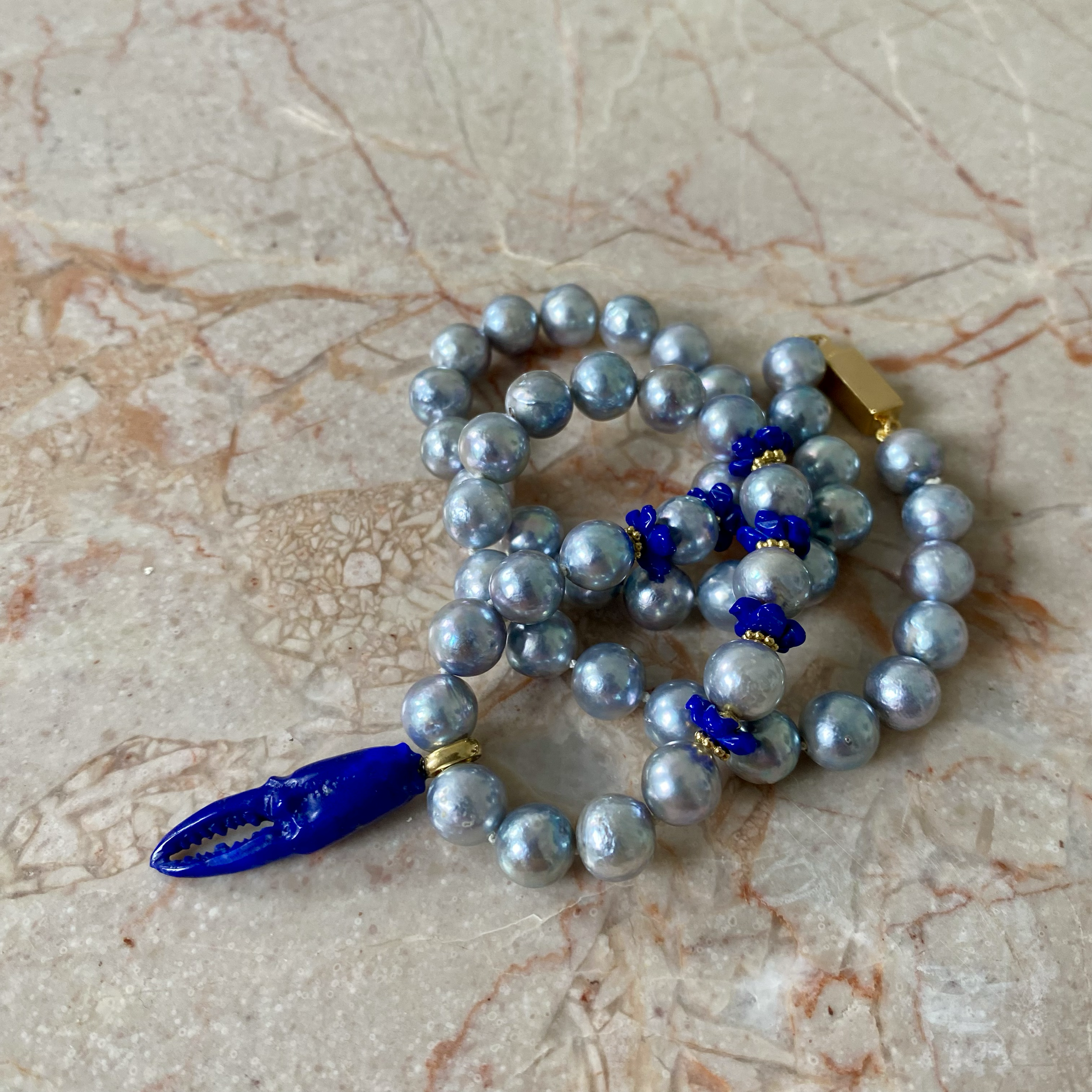 By Danilova, Blue Akoya Pearl & Lazurite Pendant, Necklace13.png