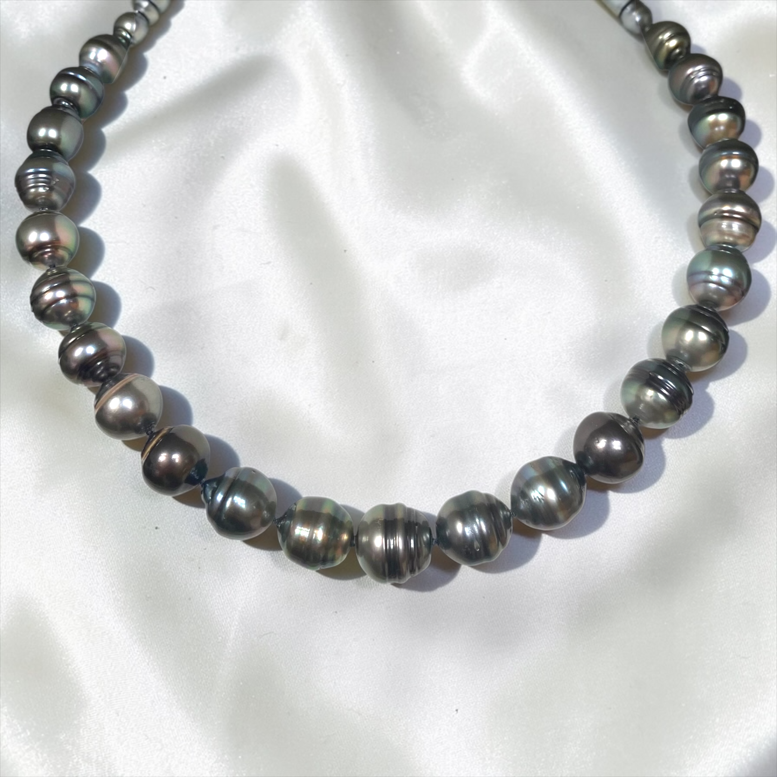 By Danilova, Dark Peacock Pearl and Turquoise Clasp Necklace1.PNG