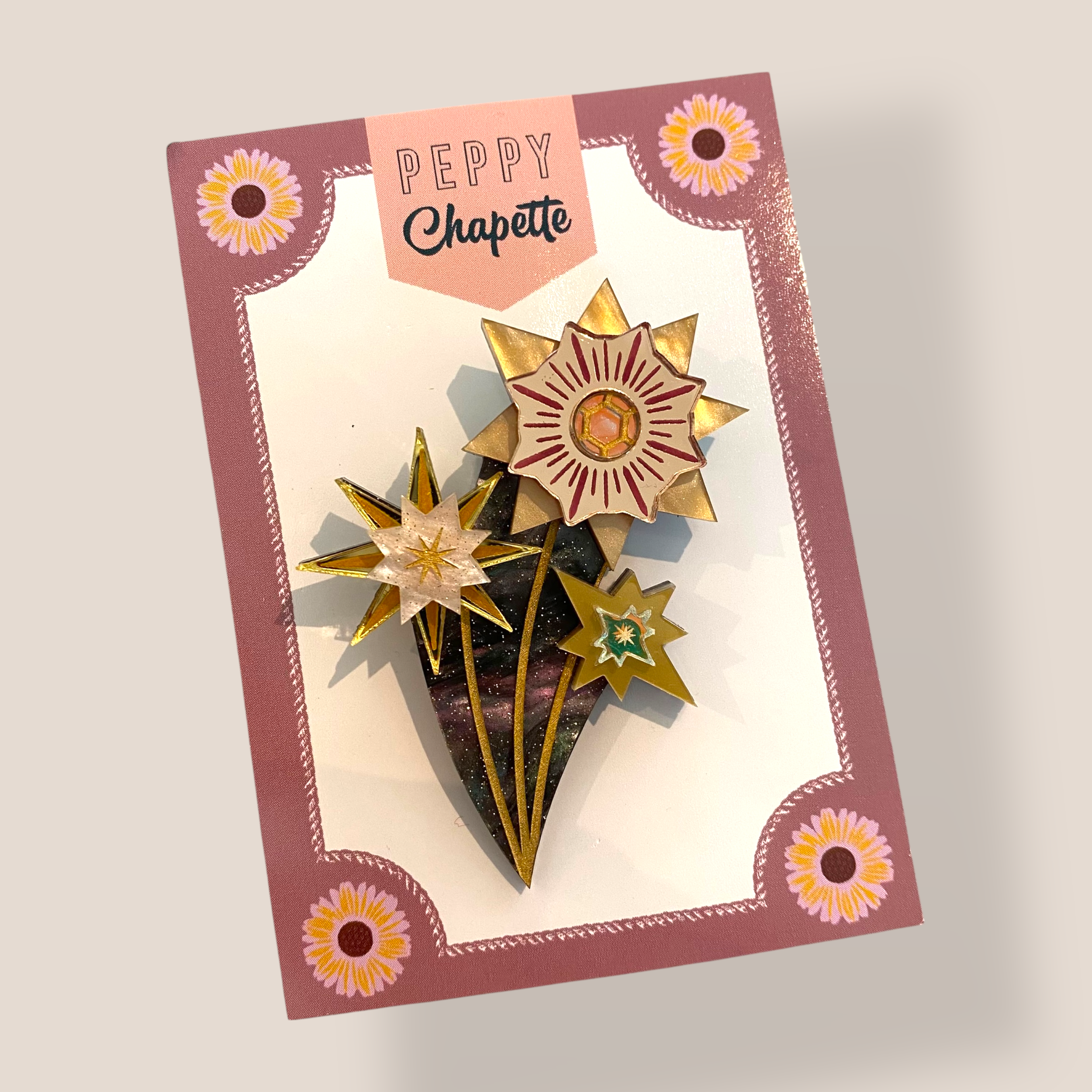 Danilova Jewellery, Peppy Chapette, Shooting for the Stars (2023) Acrylic Brooch6.png