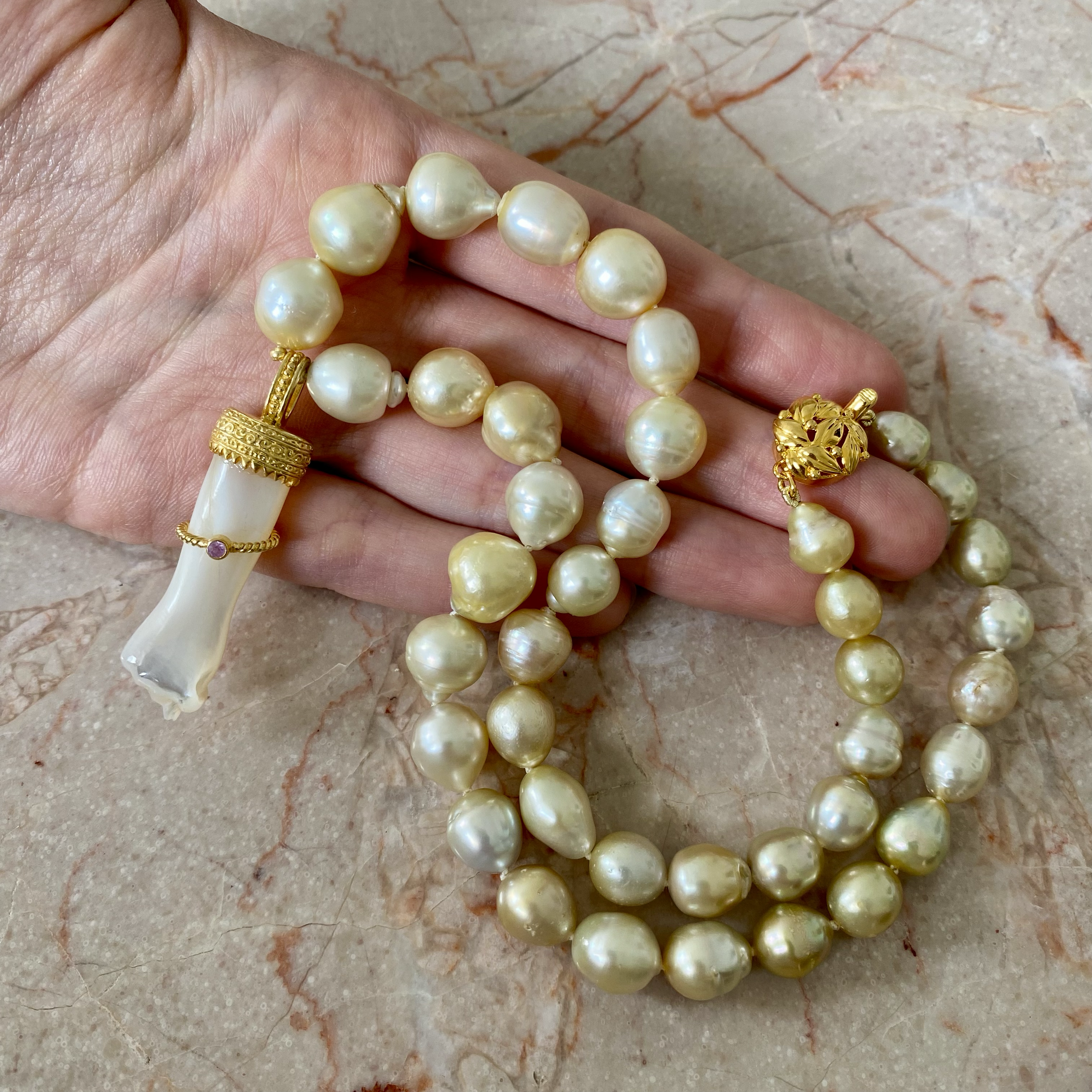 By Danilova, White Pearl, Mother of Pearl & Pink Amethyst Pendant Necklace13.png