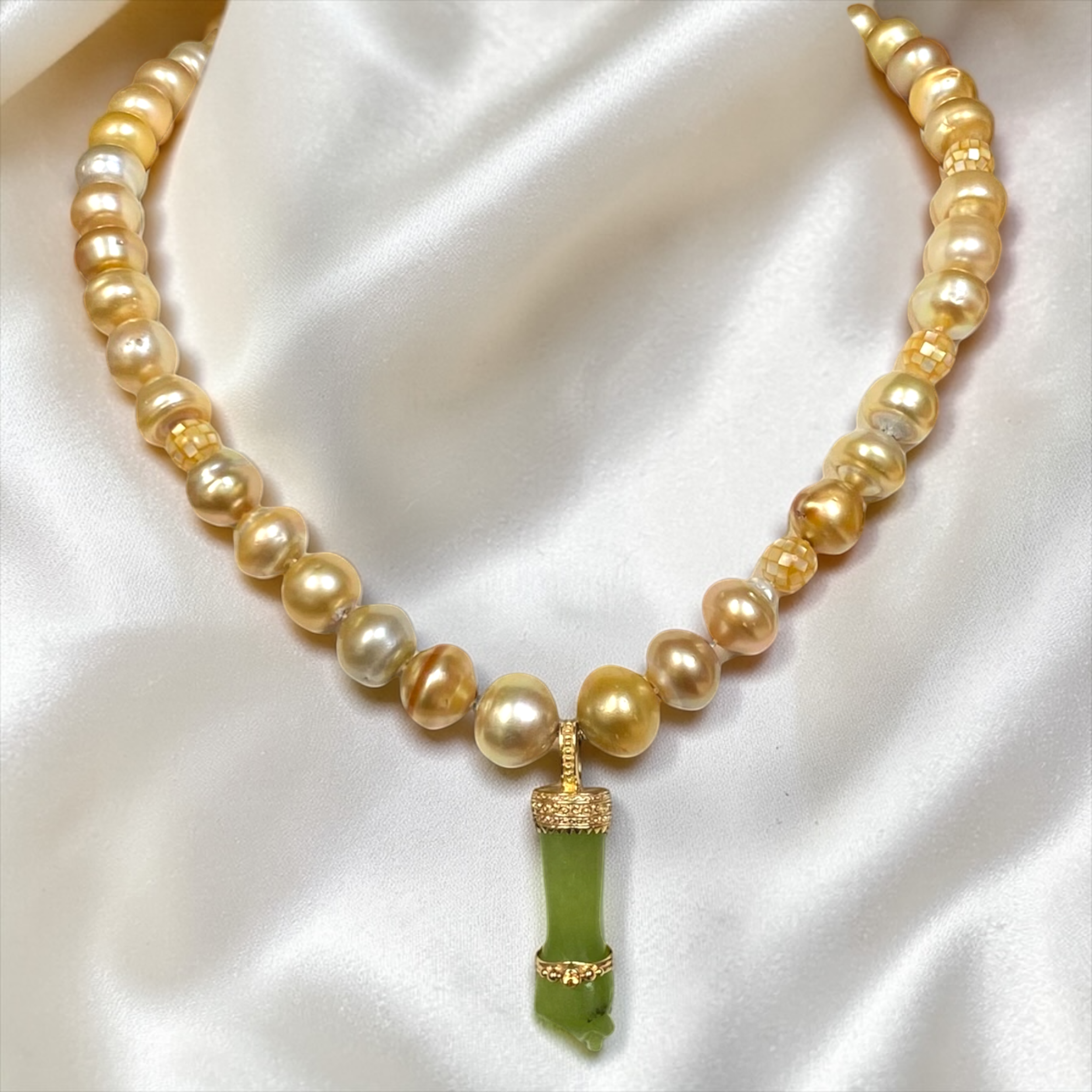 By Danilova, Gold Pearl, Peridot & Yellow Sapphire Pendant Necklace1.PNG