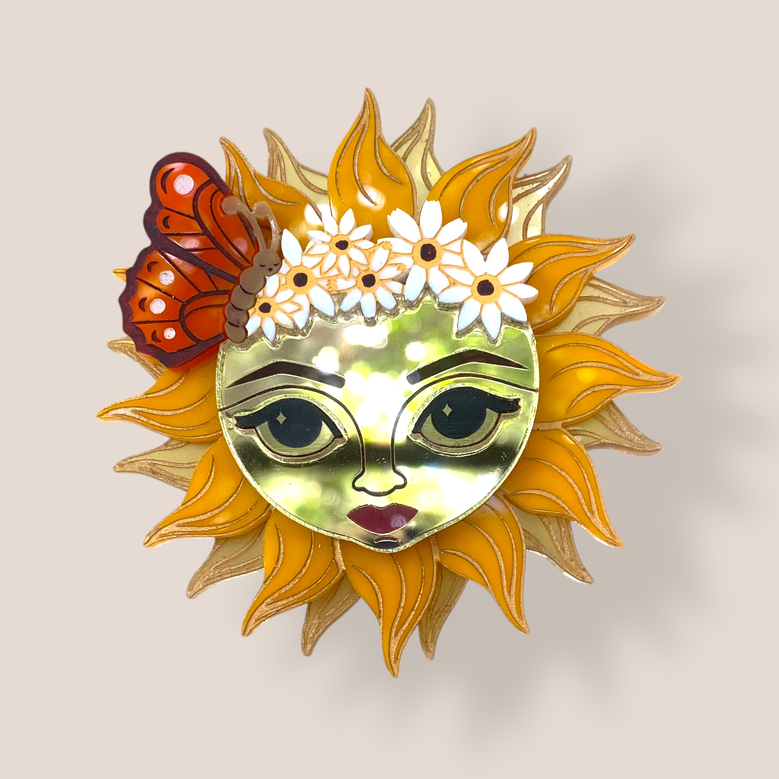 Peppy Chapette, Butterfly Sunrise (2023), Acrylic Brooch